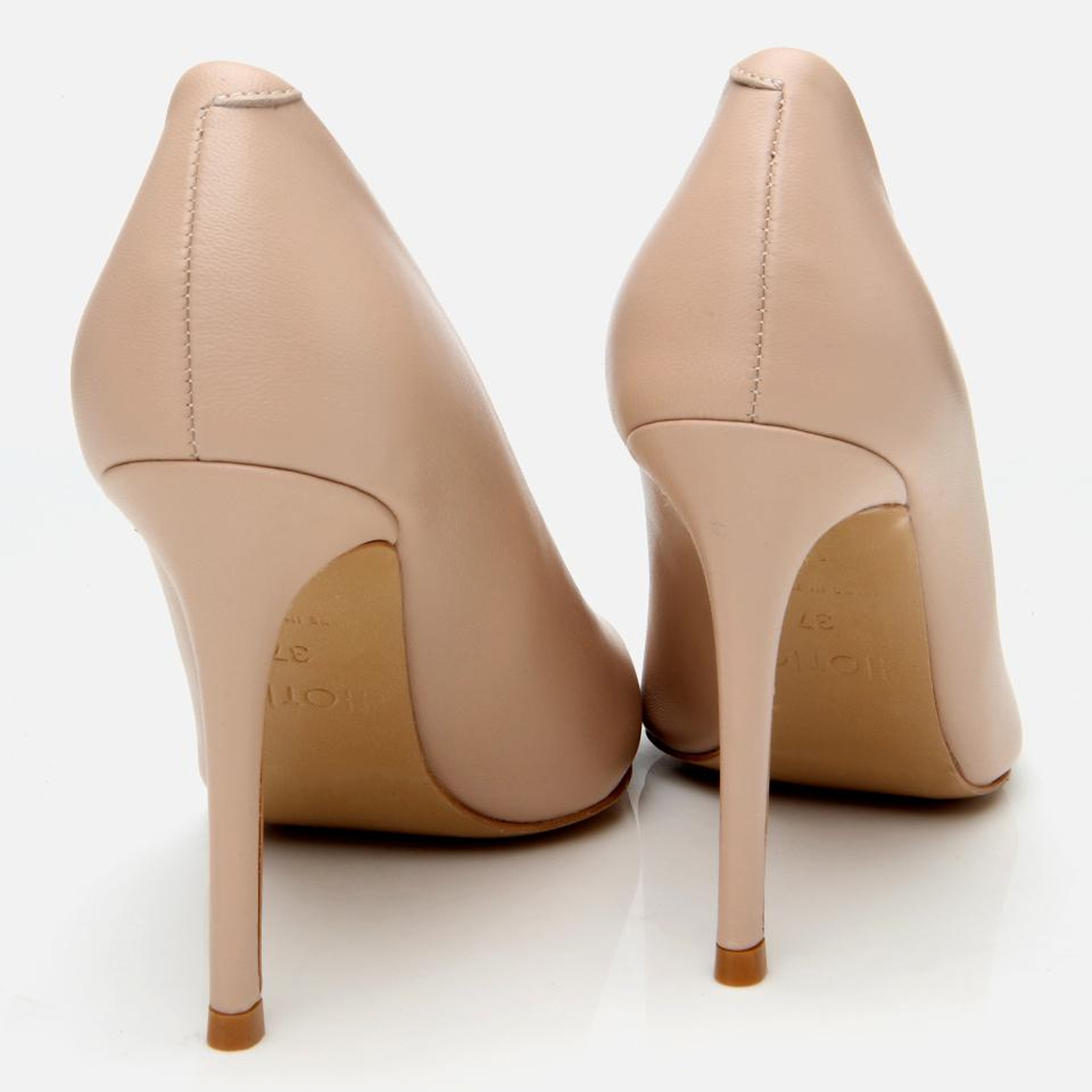 Kadın Deri Bej İnce Topuklu Stiletto
