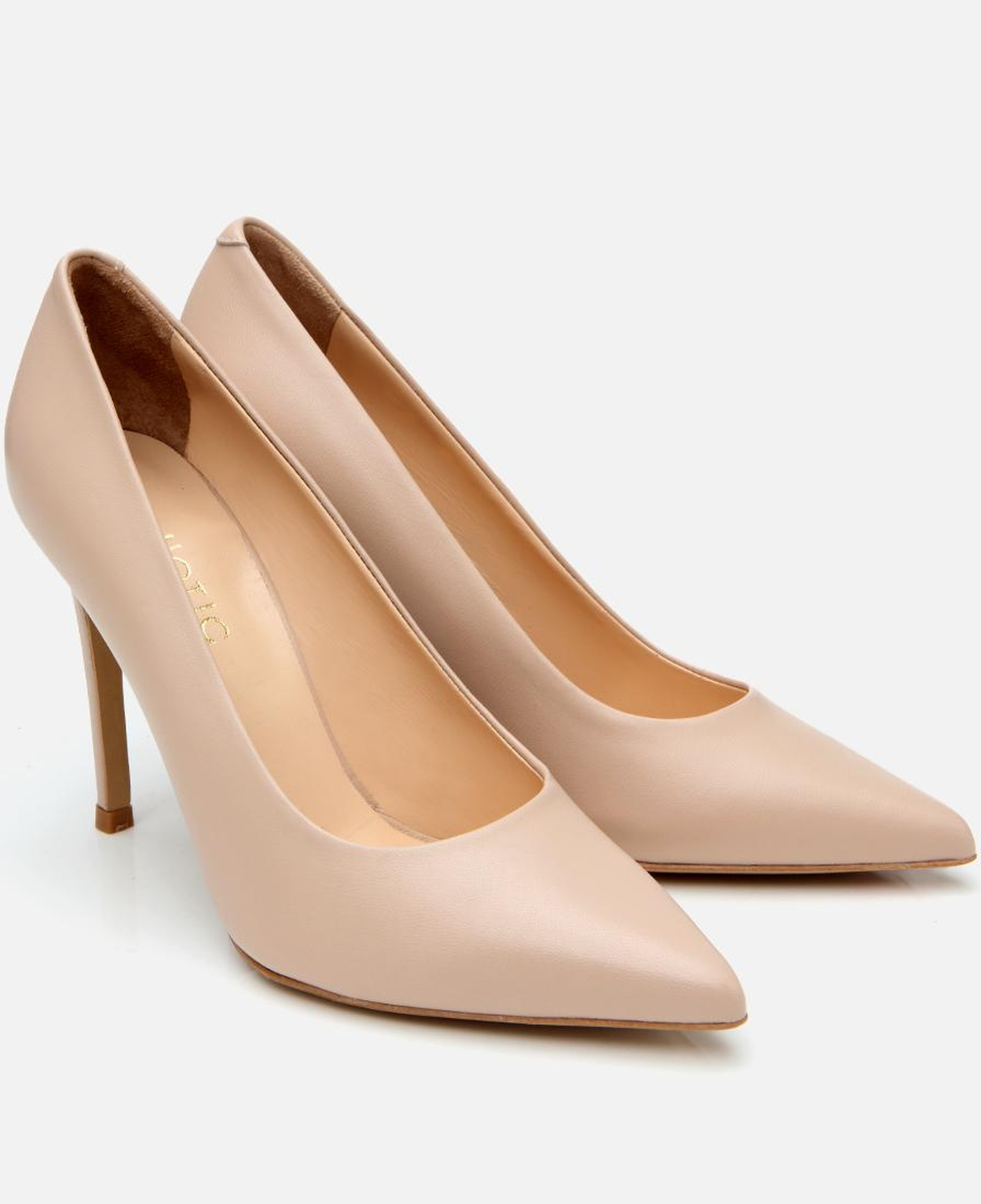 Kadın Deri Bej İnce Topuklu Stiletto