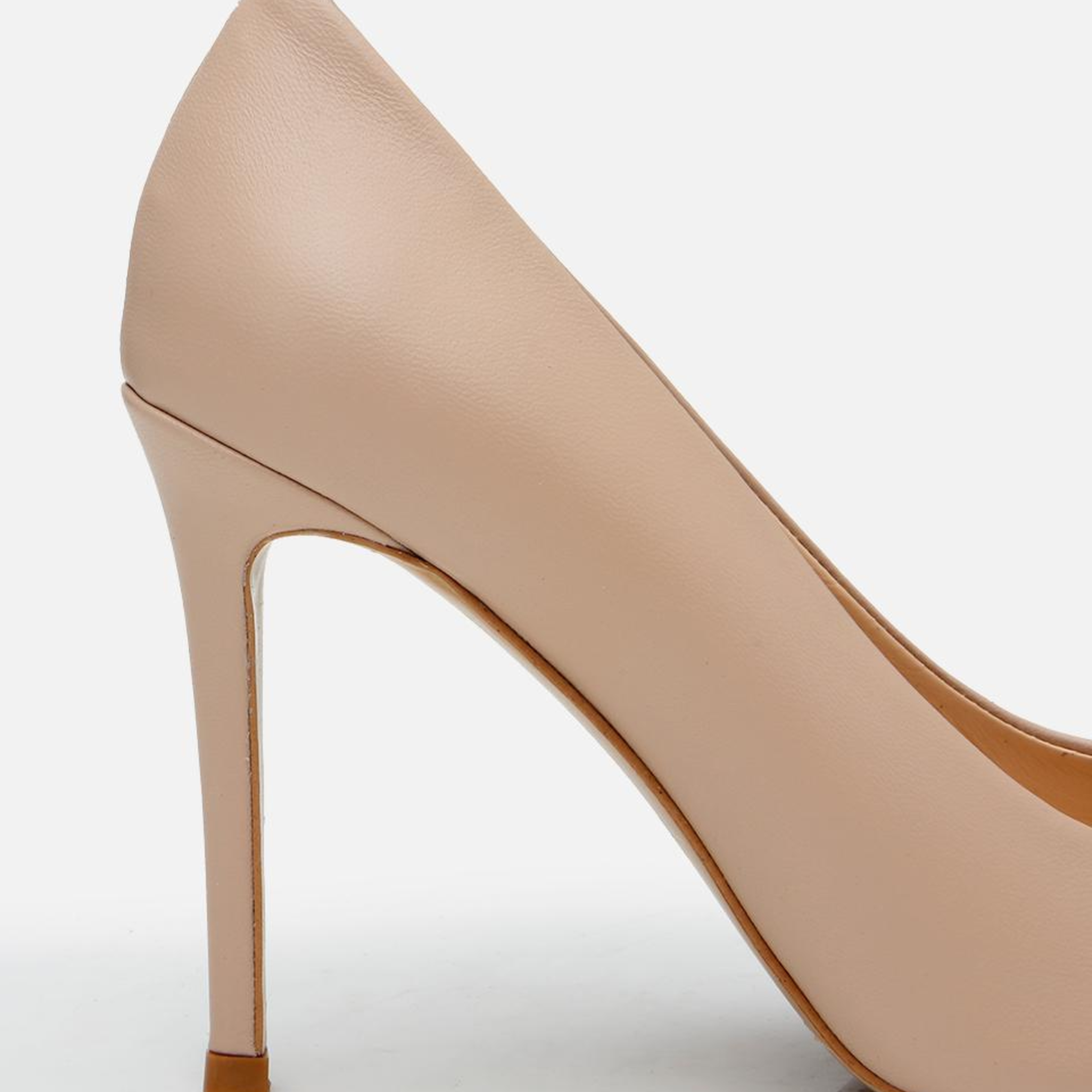 Kadın Deri Bej İnce Topuklu Stiletto
