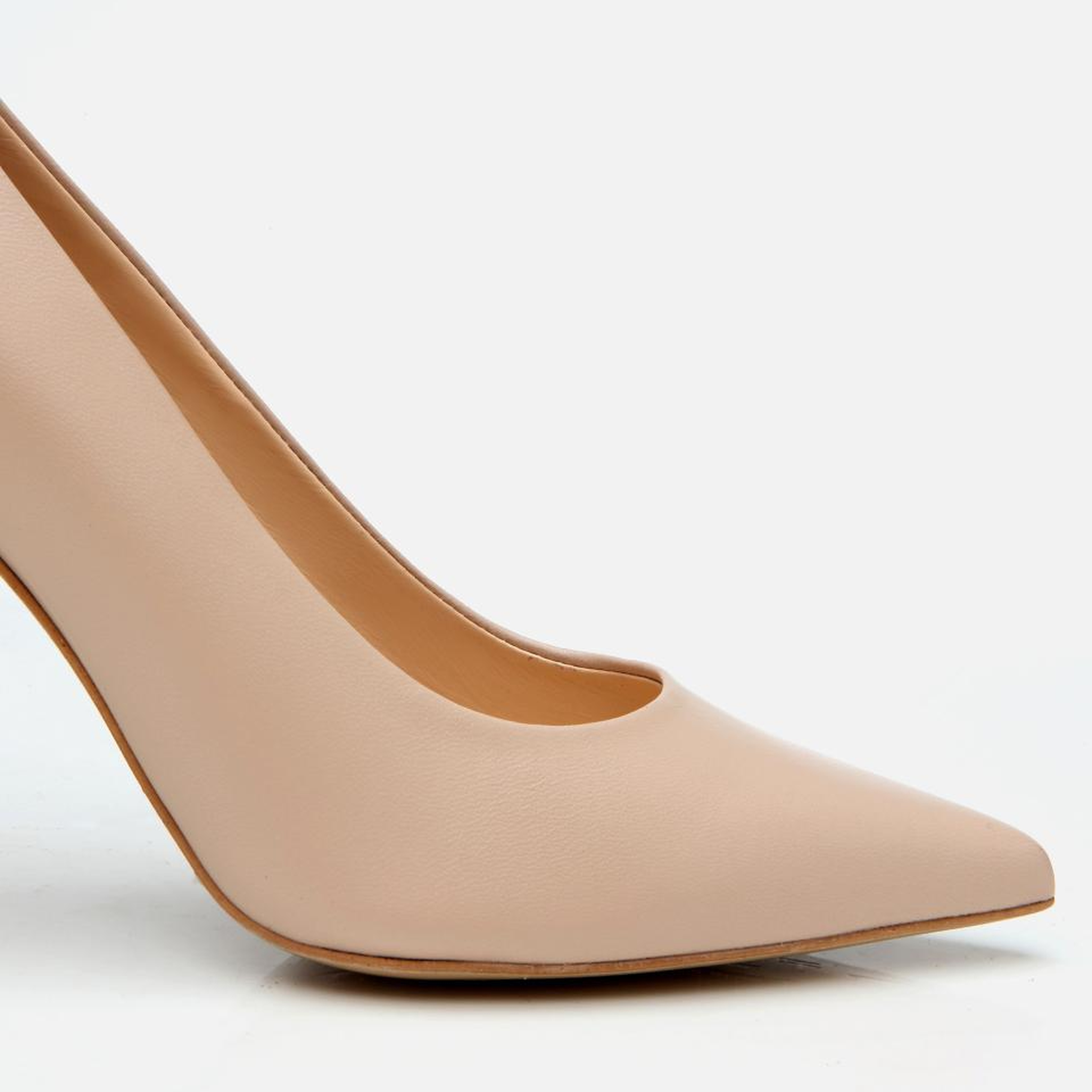 Kadın Deri Bej İnce Topuklu Stiletto