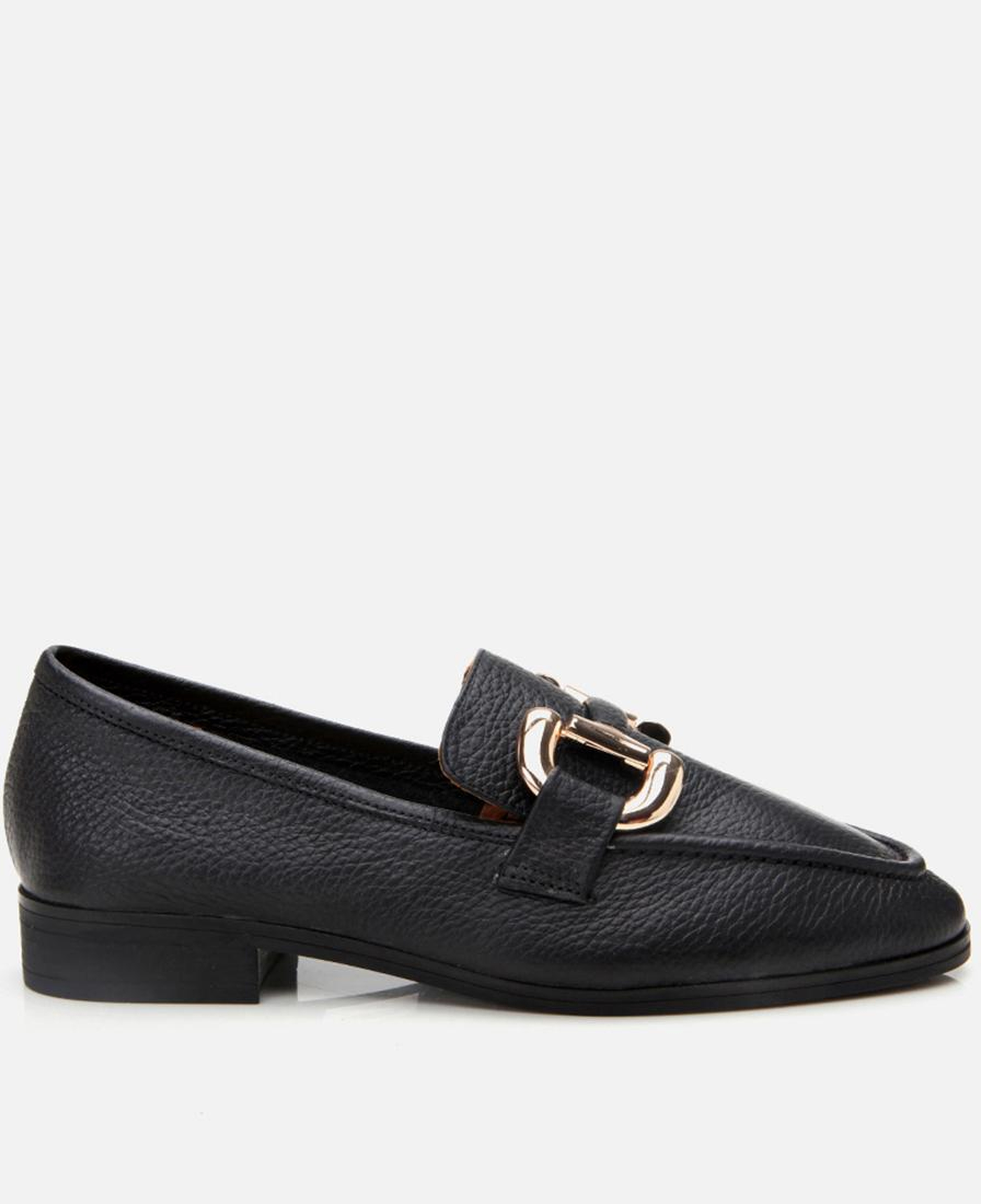 Kadın Deri Siyah Tokalı Günlük Loafer