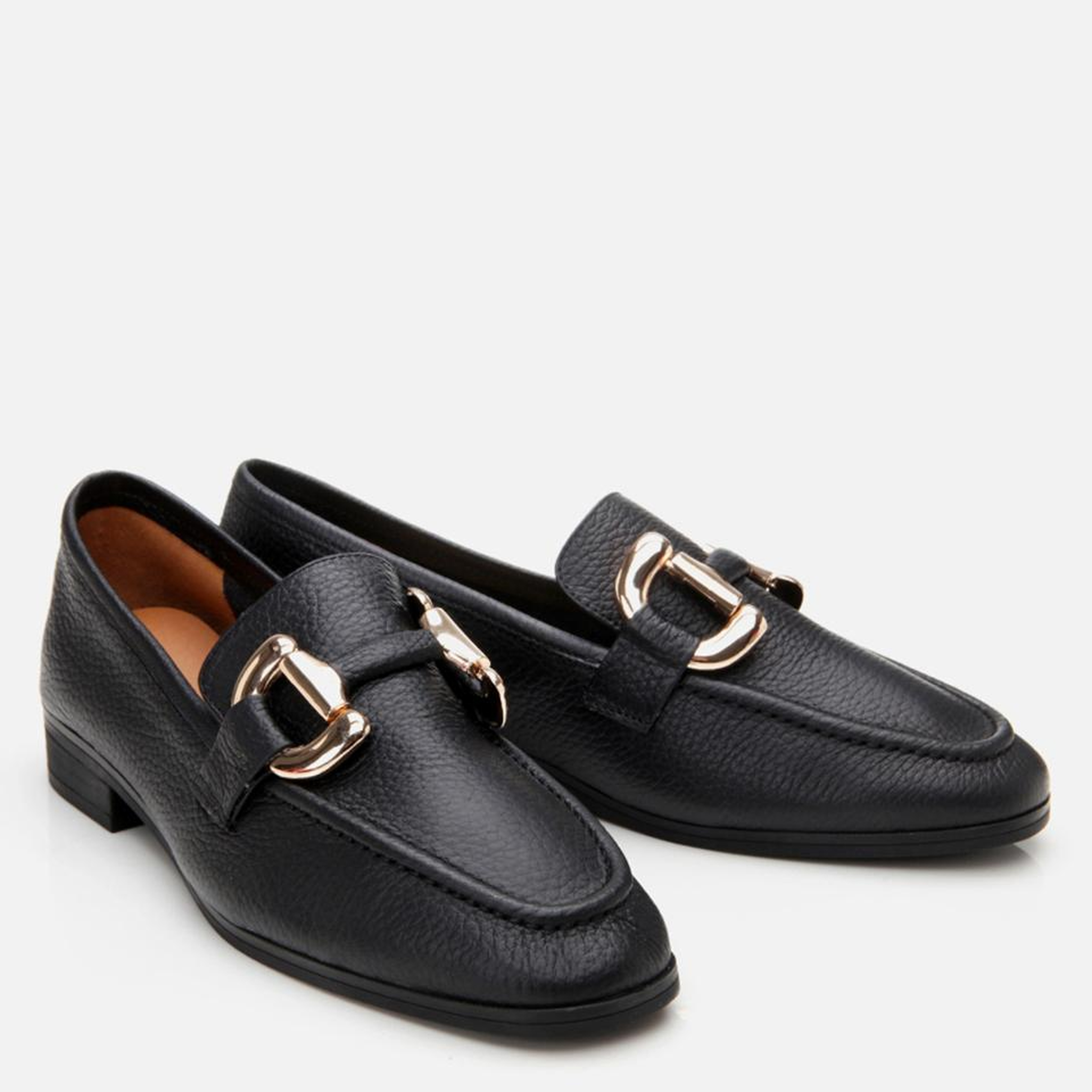 Kadın Deri Siyah Tokalı Günlük Loafer