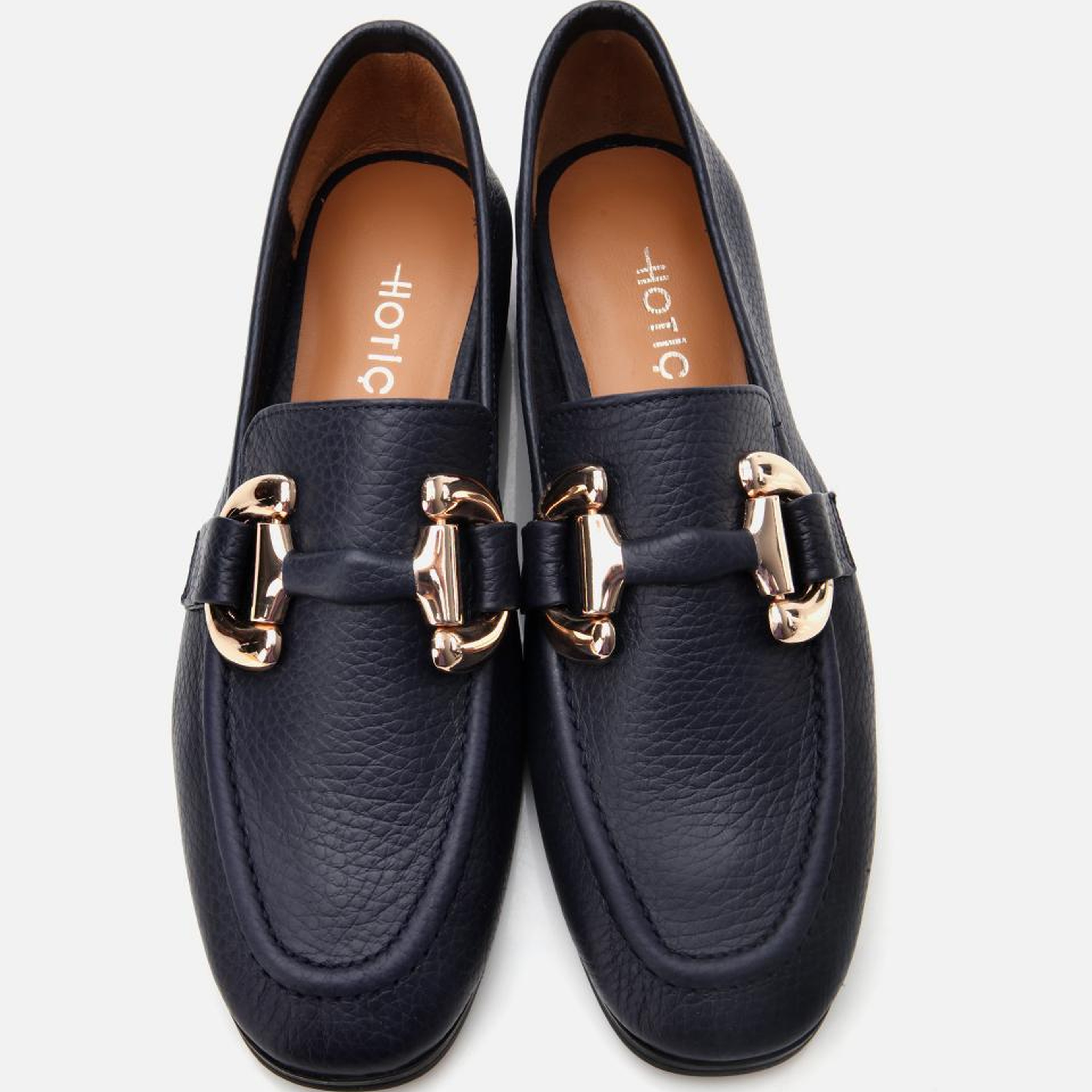Kadın Deri Lacivert Tokalı Günlük Loafer