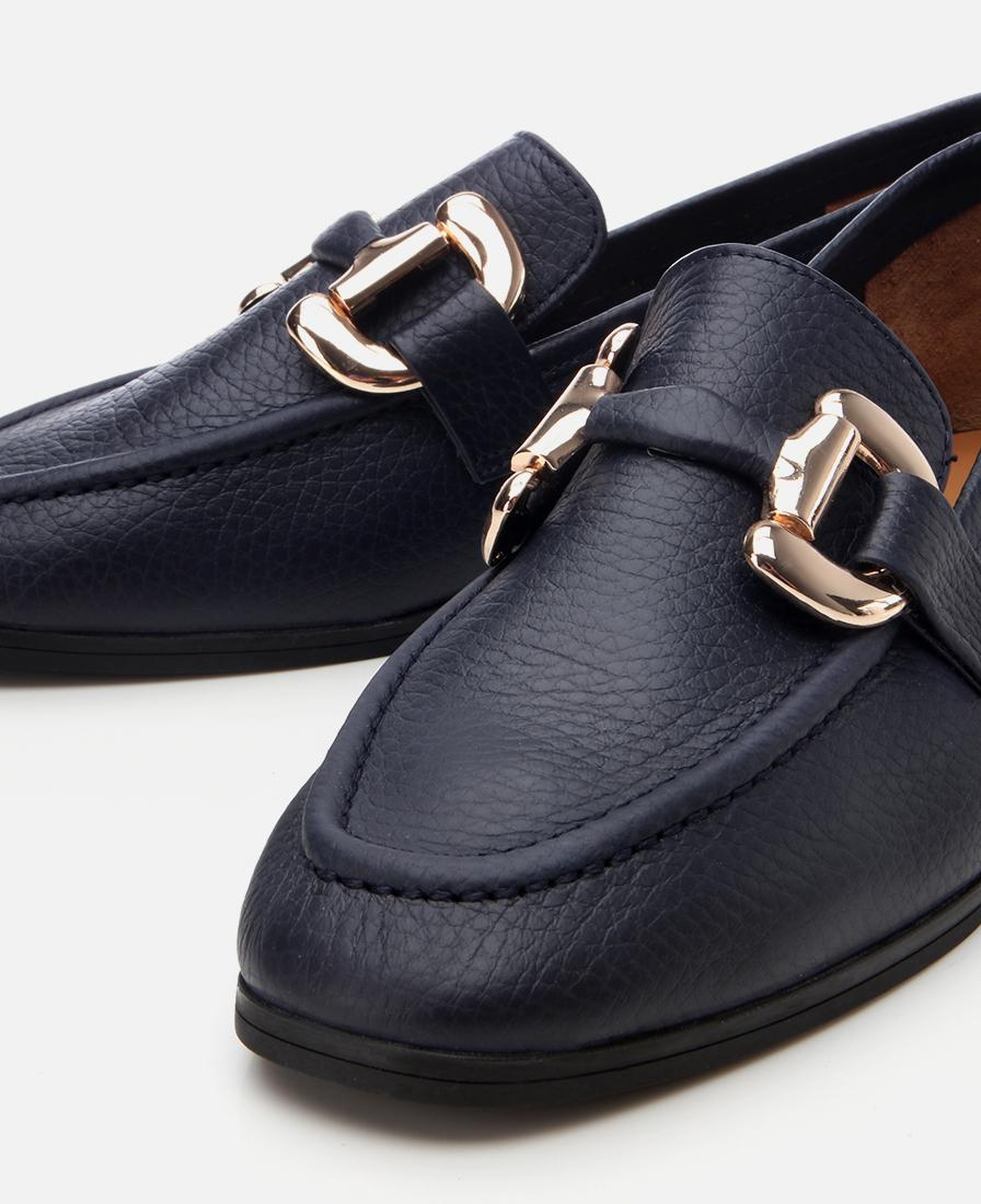 Kadın Deri Lacivert Tokalı Günlük Loafer
