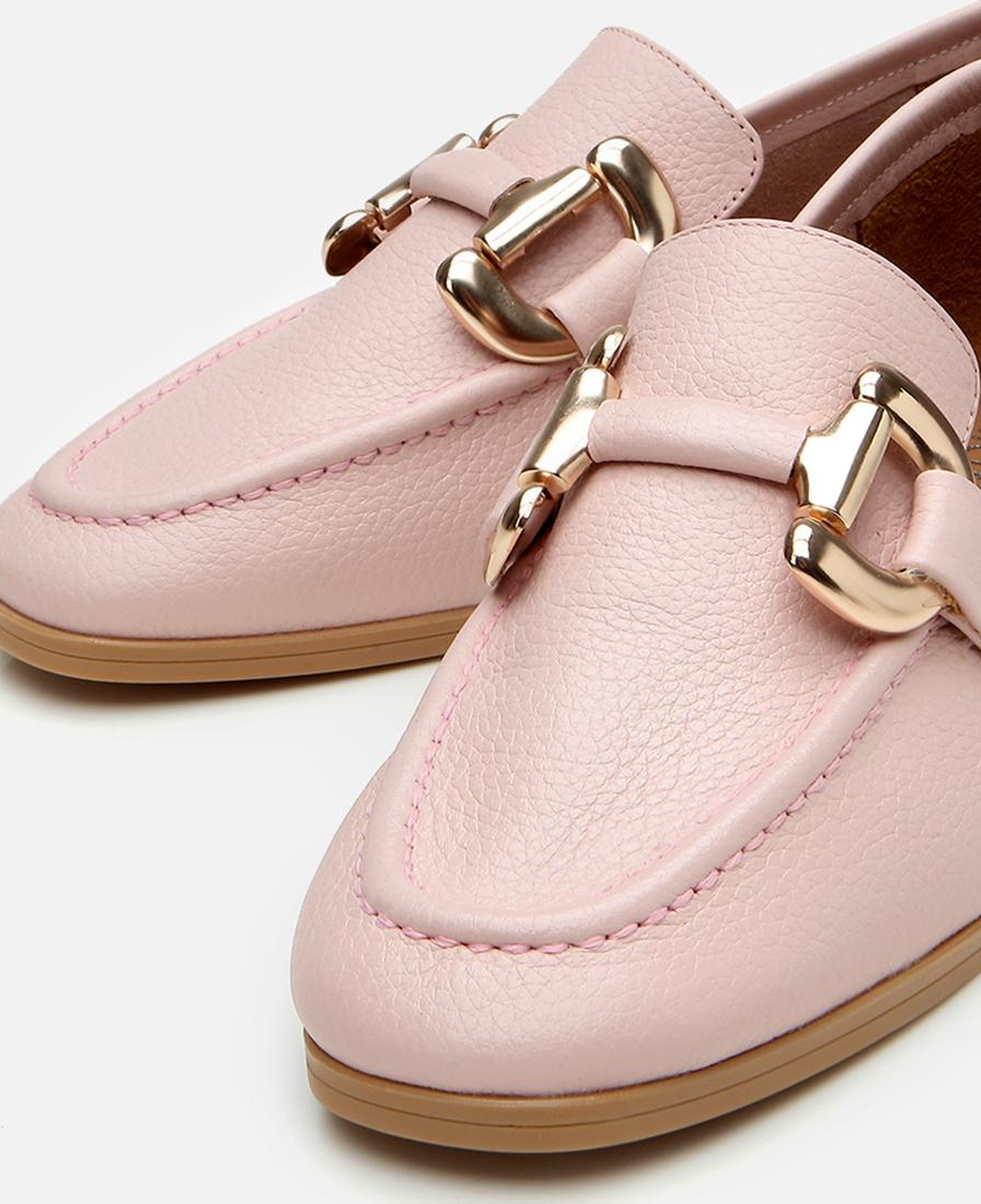 Kadın Deri Pembe Tokalı Günlük Loafer