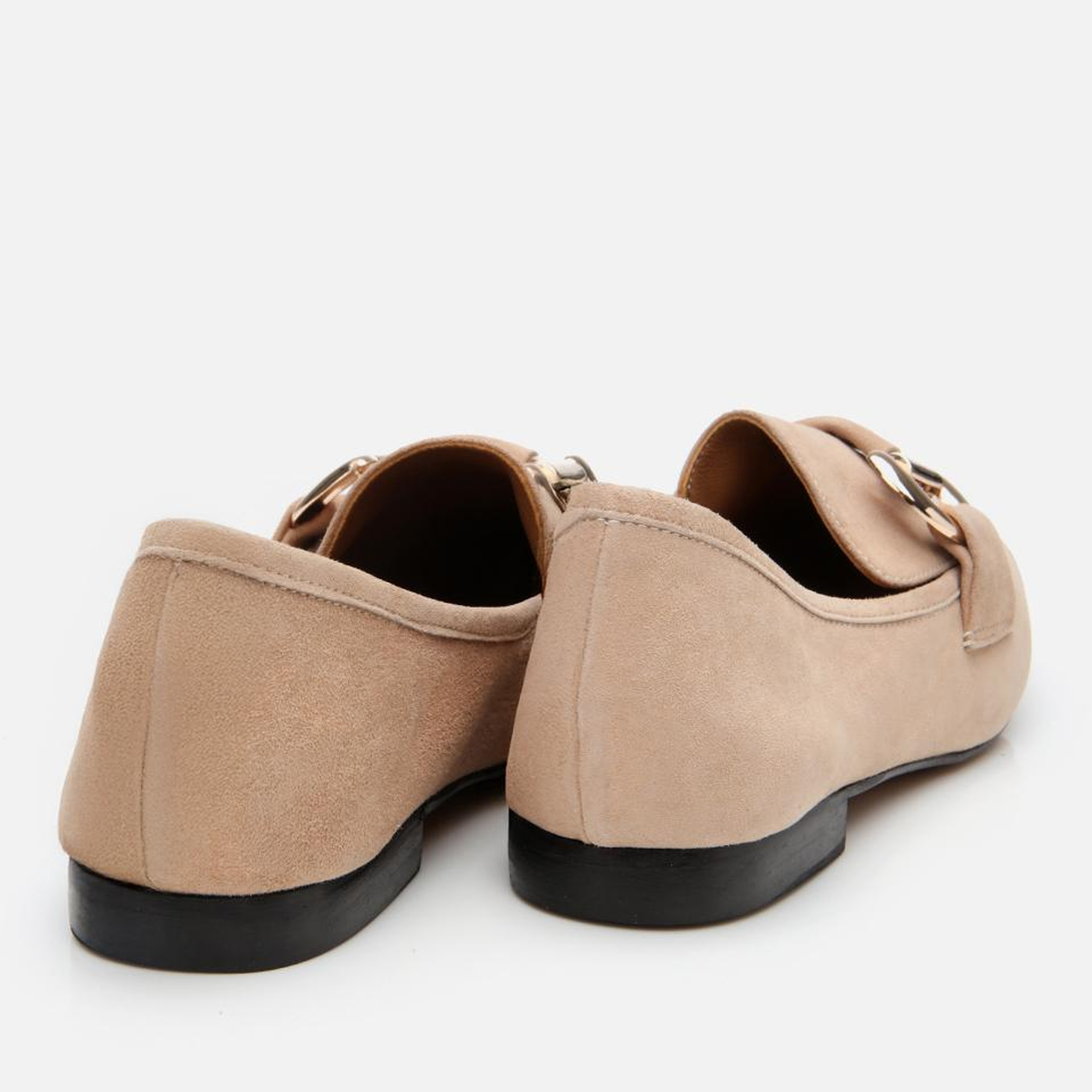 Kadın Süet Deri Bej Tokalı Günlük Loafer