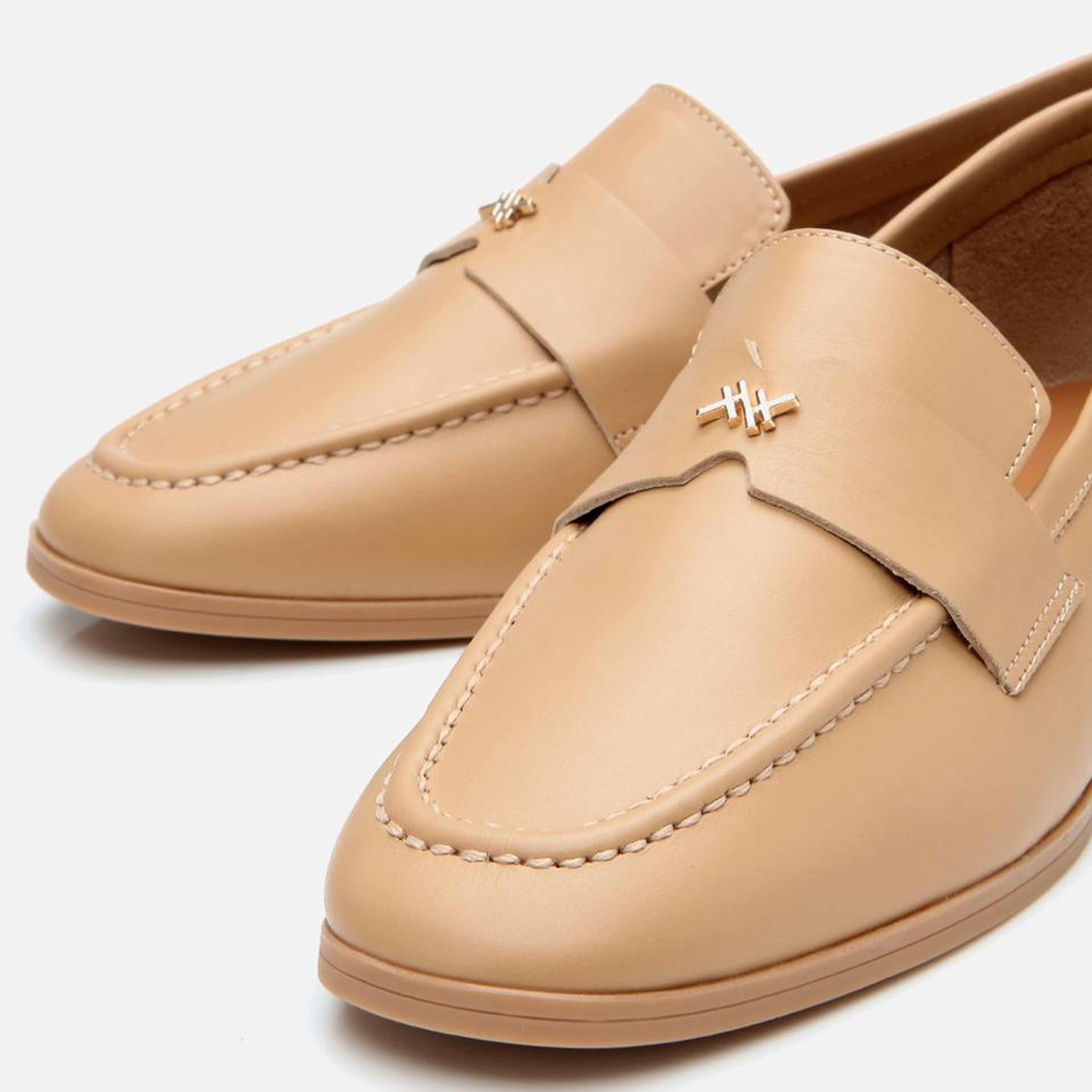 Kadın Deri Bej Esnek Tabanlı Klasik Loafer