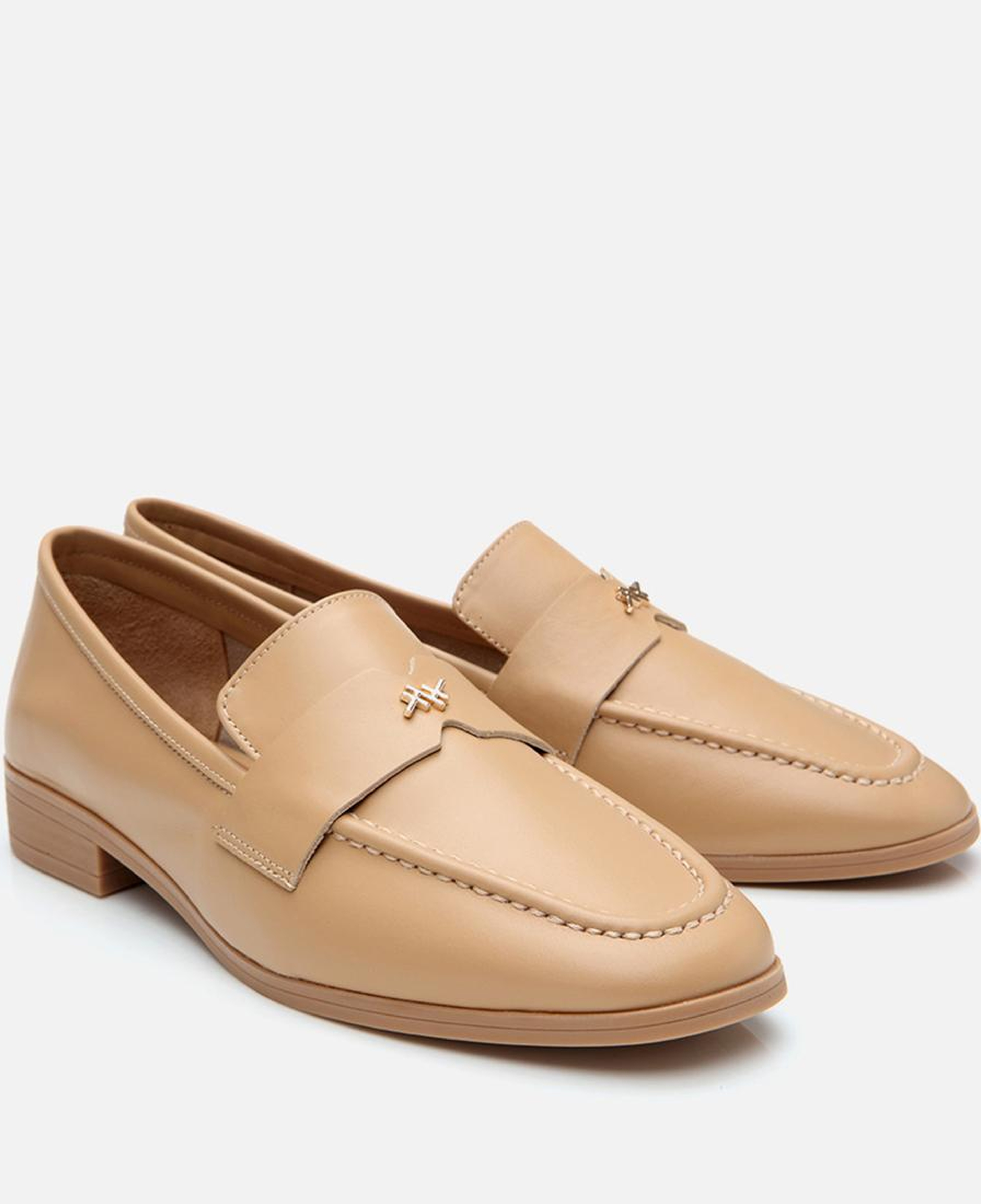 Kadın Deri Bej Esnek Tabanlı Klasik Loafer