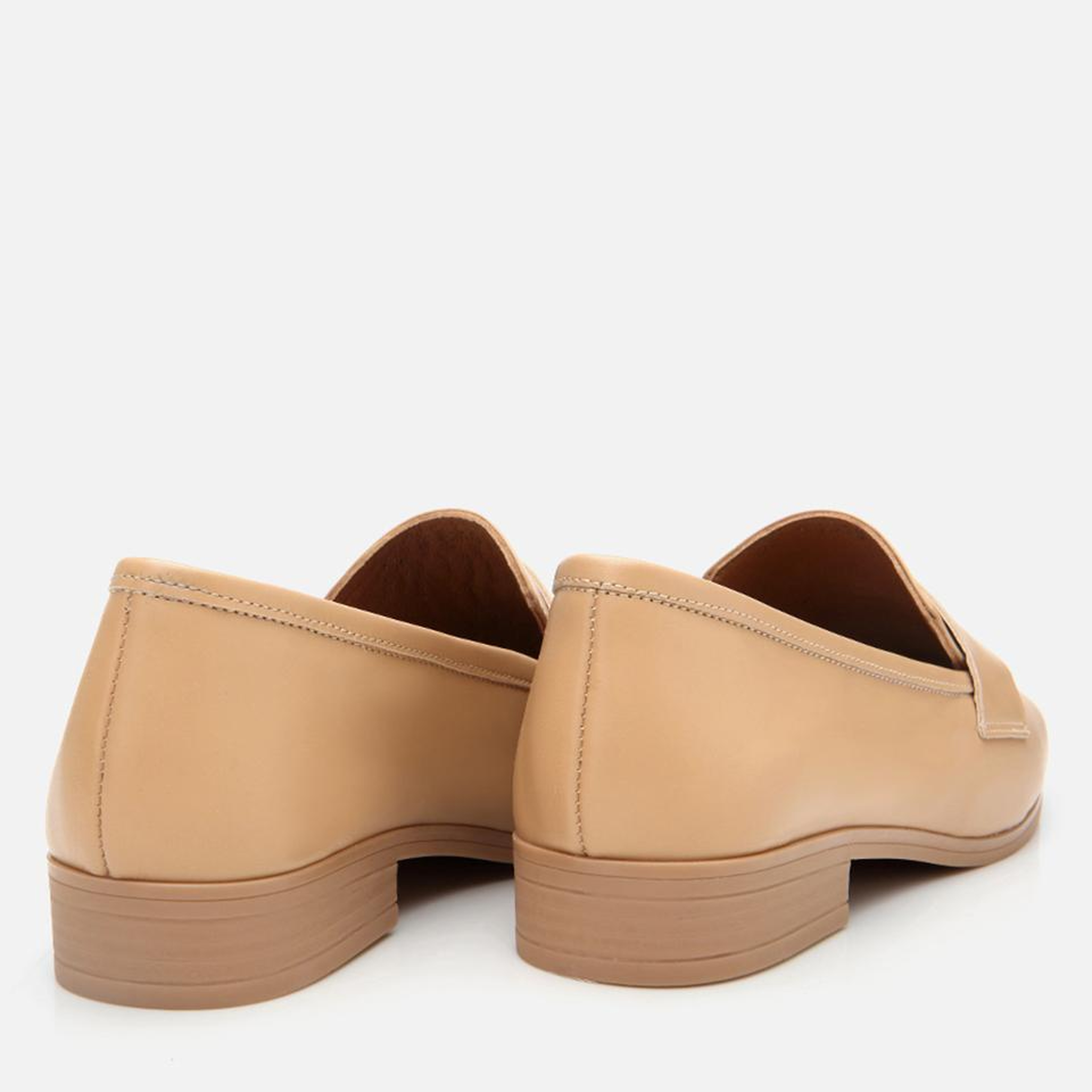 Kadın Deri Bej Esnek Tabanlı Klasik Loafer