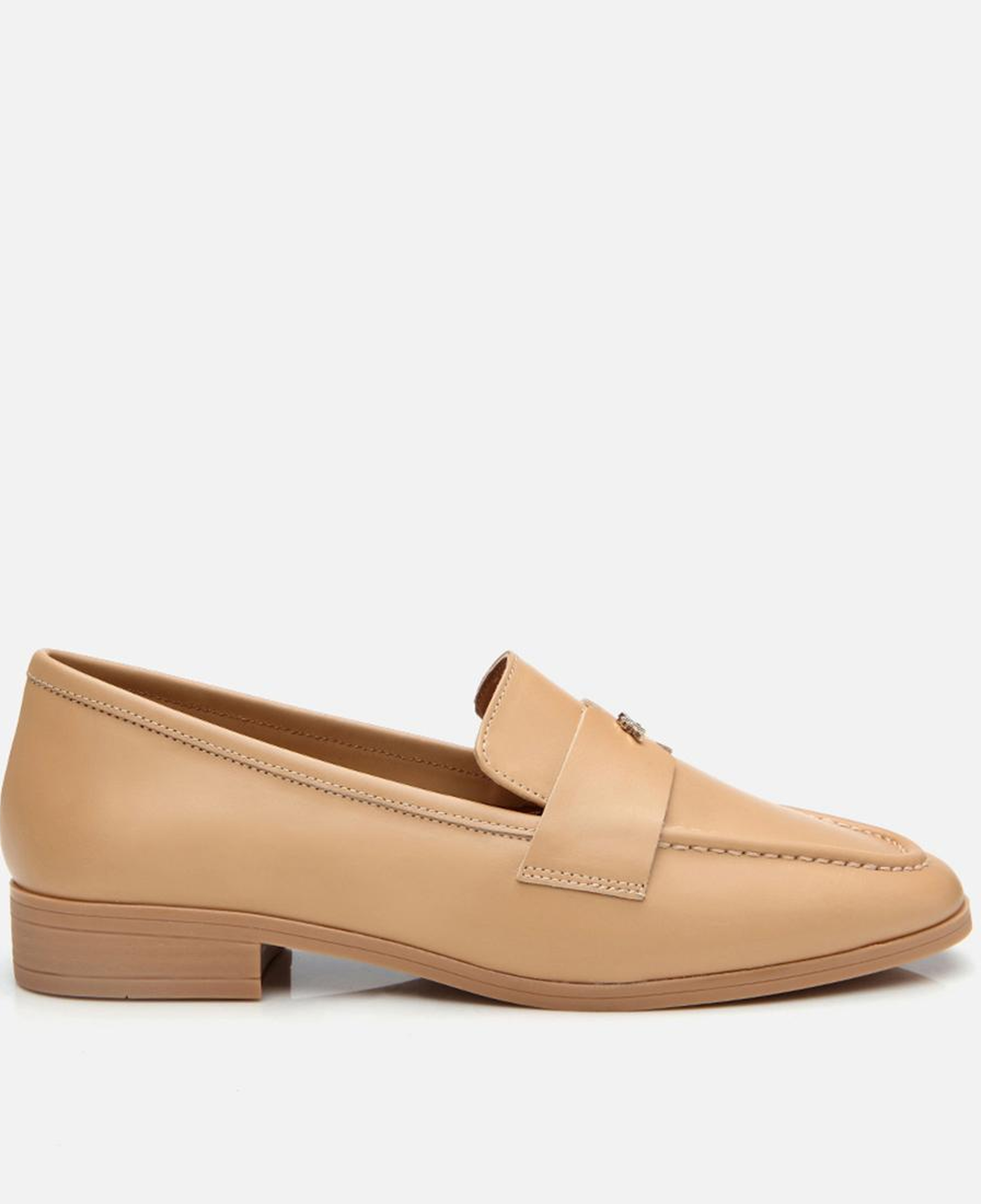 Kadın Deri Bej Esnek Tabanlı Klasik Loafer