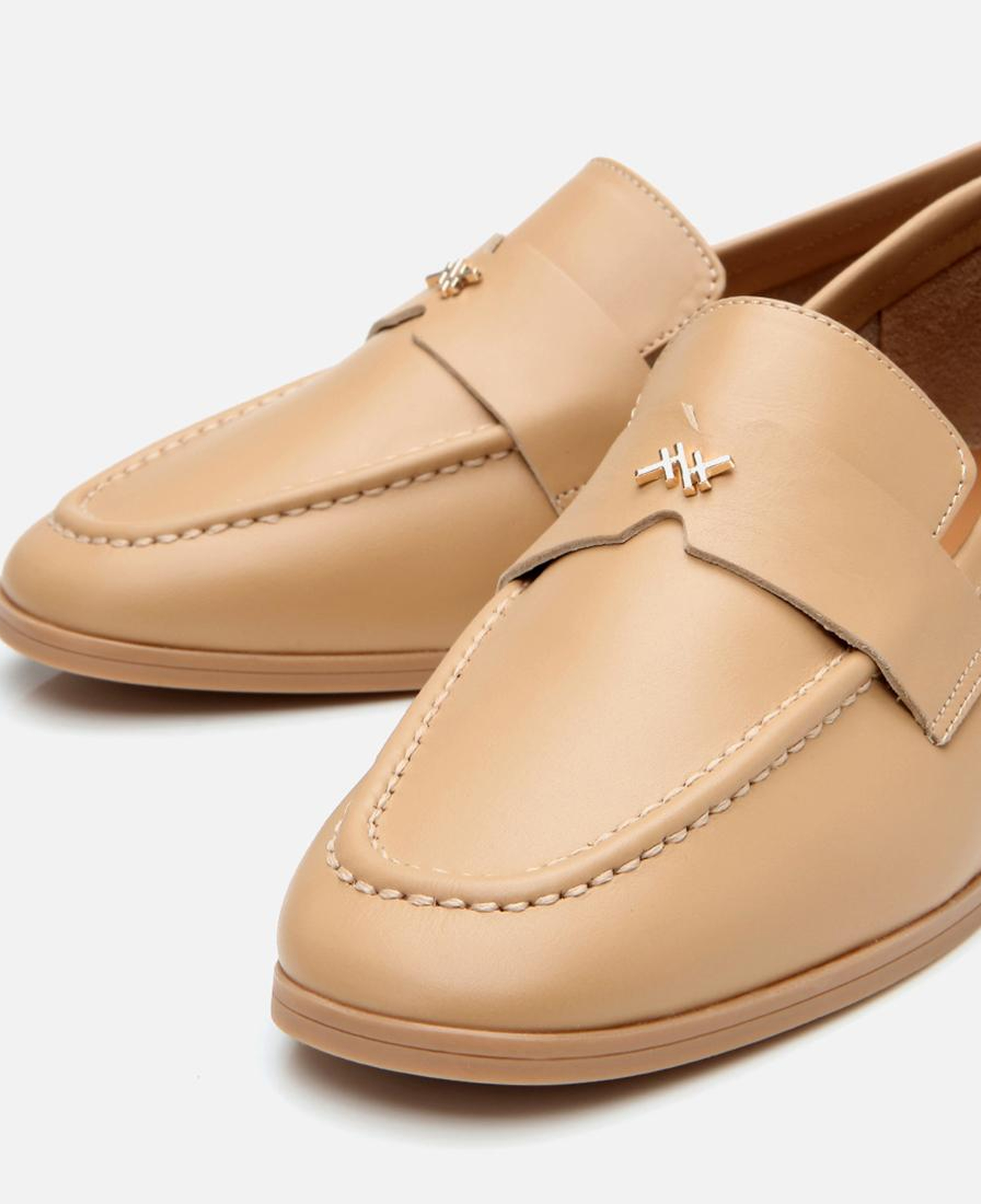 Kadın Deri Bej Esnek Tabanlı Klasik Loafer
