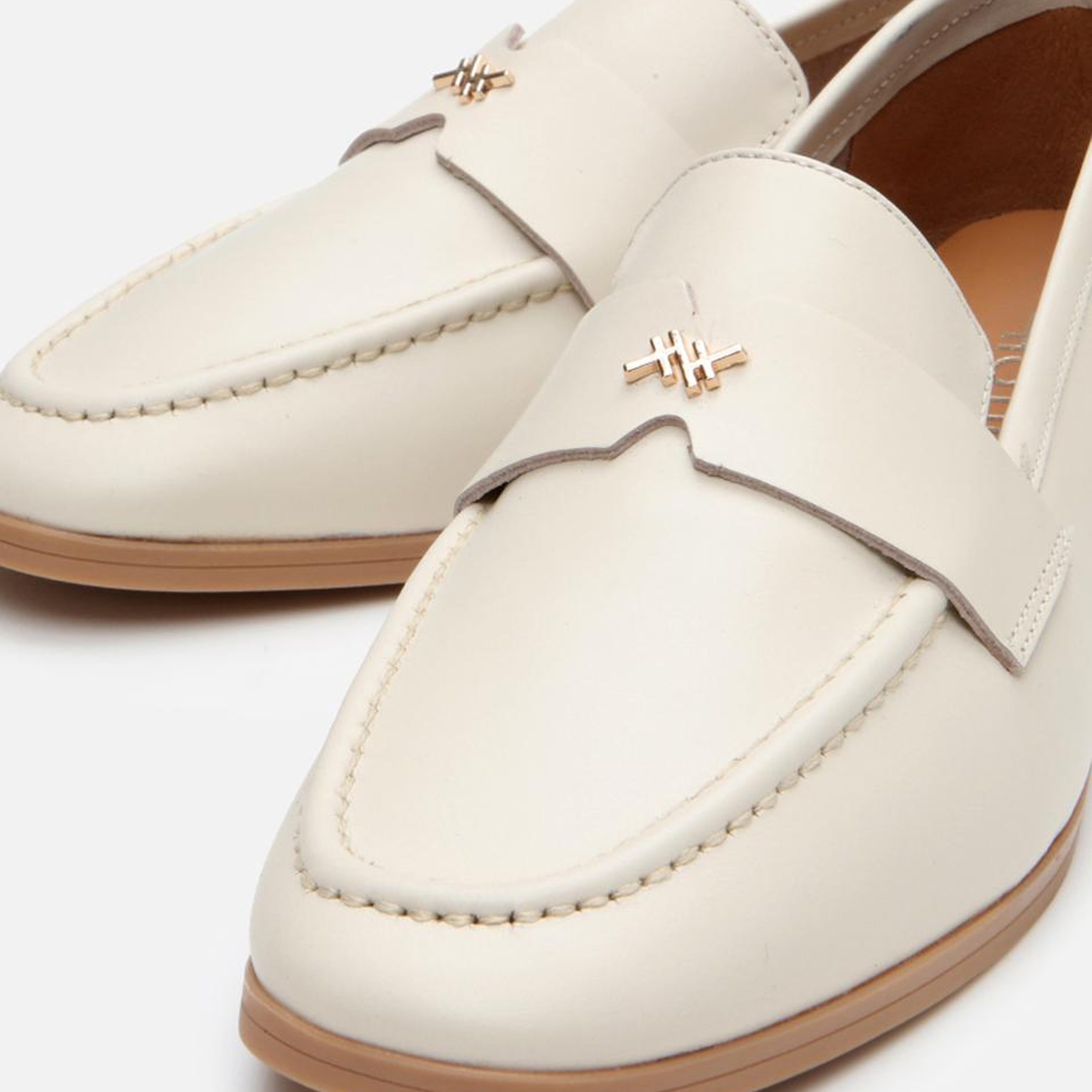 Kadın Deri Ekru Esnek Tabanlı Klasik Loafer