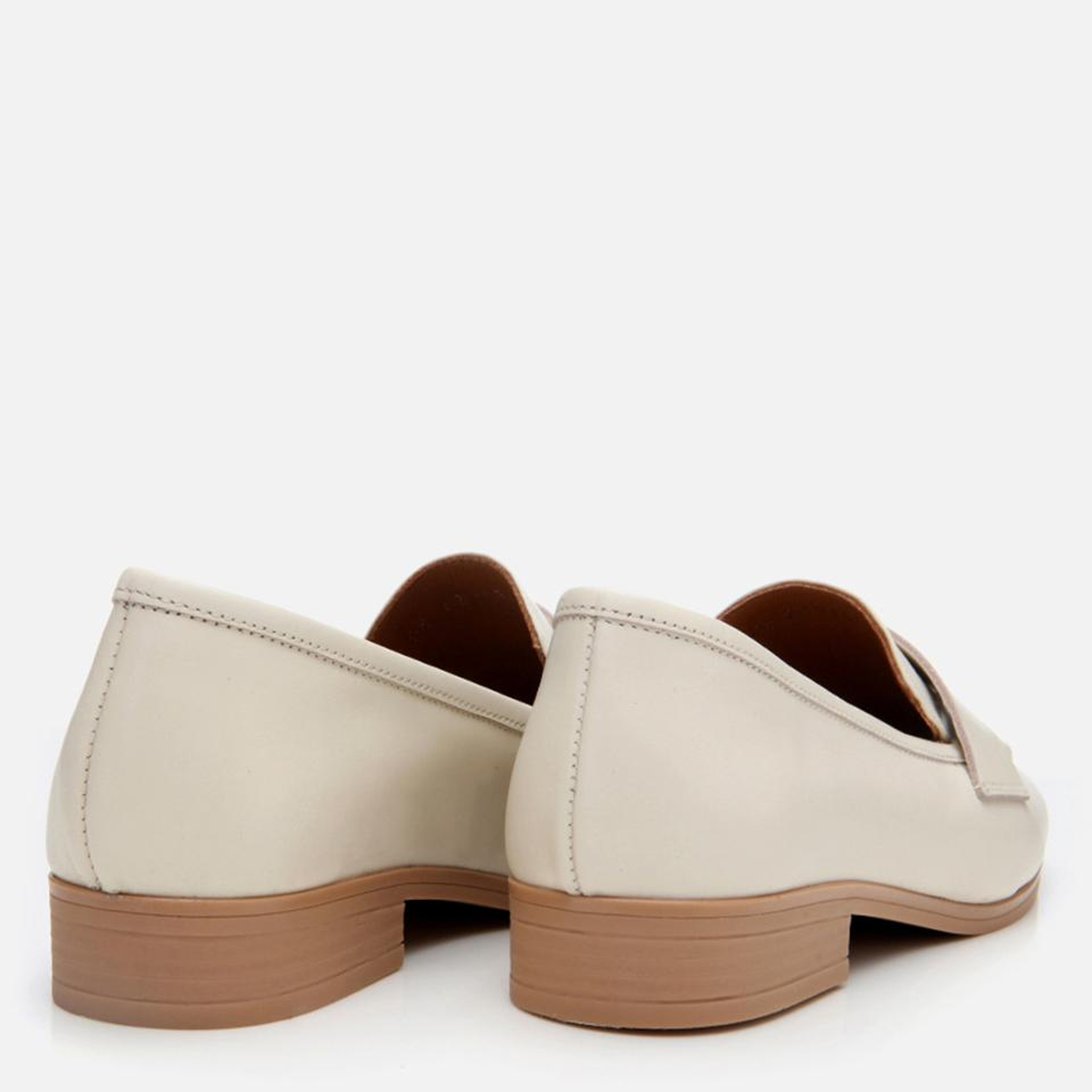 Kadın Deri Ekru Esnek Tabanlı Klasik Loafer