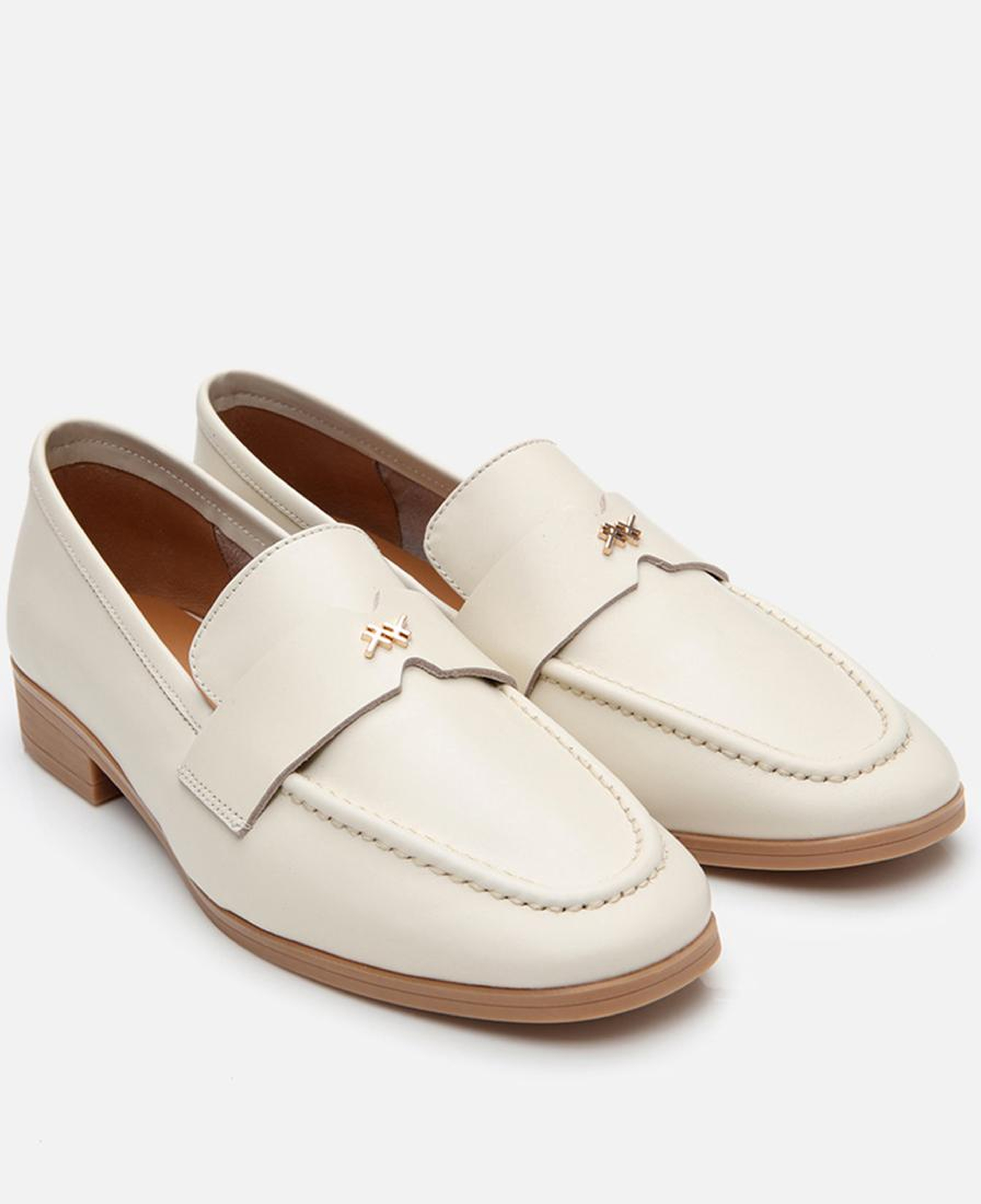 Kadın Deri Ekru Esnek Tabanlı Klasik Loafer
