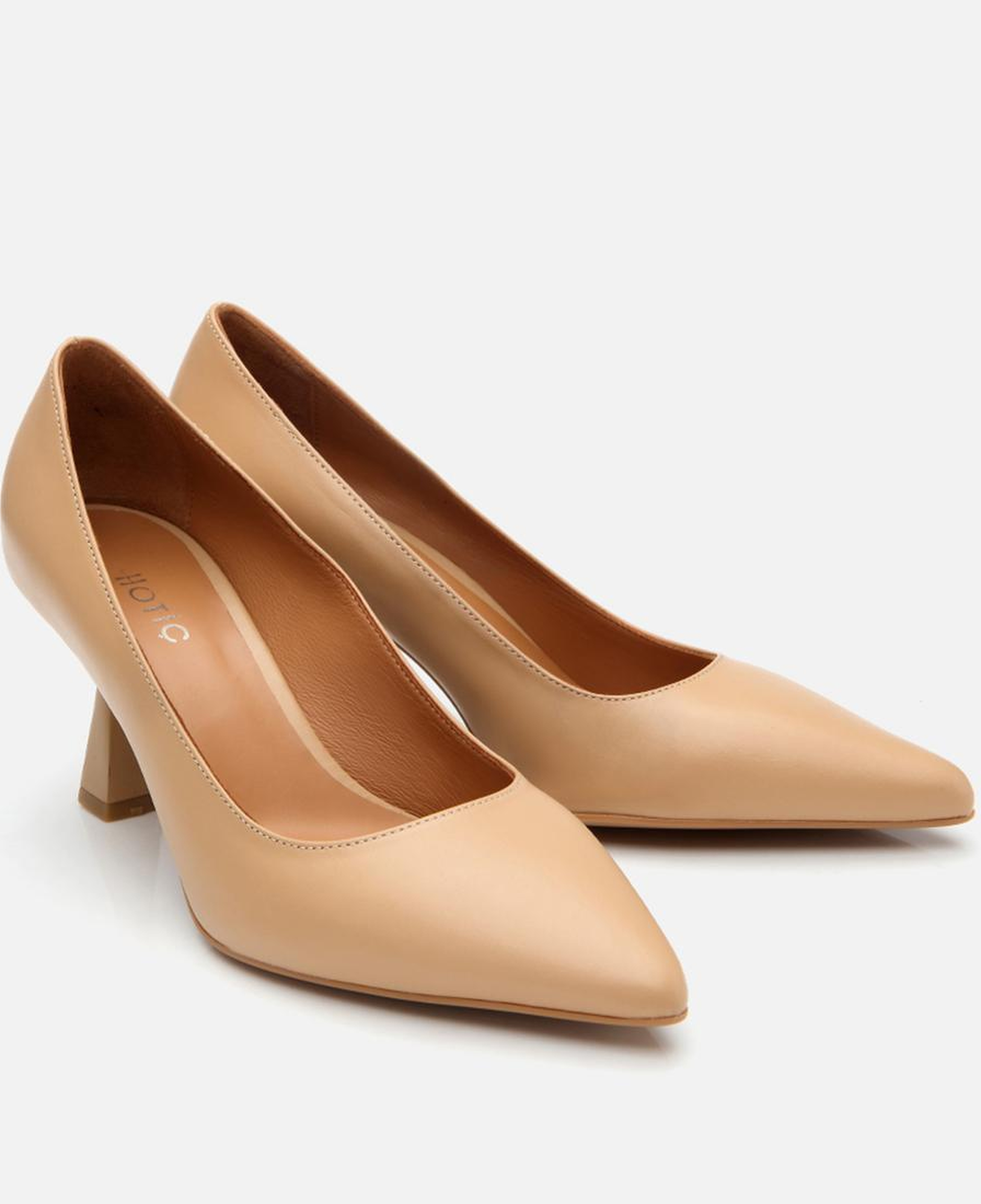 Kadın Deri Bej Esnek Tabanlı Stiletto