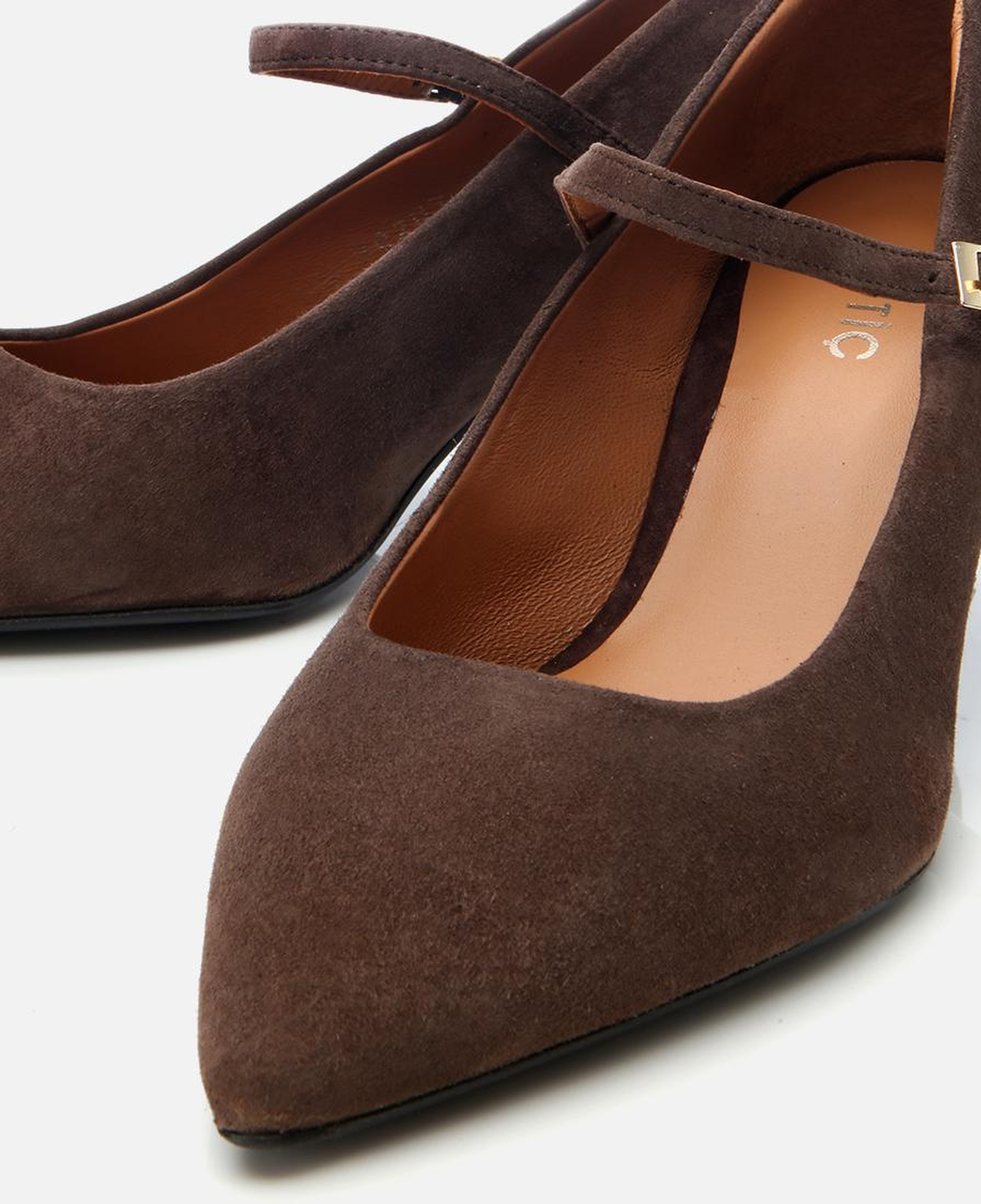 Kadın Süet Deri Kahverengi Mary Jane Stiletto