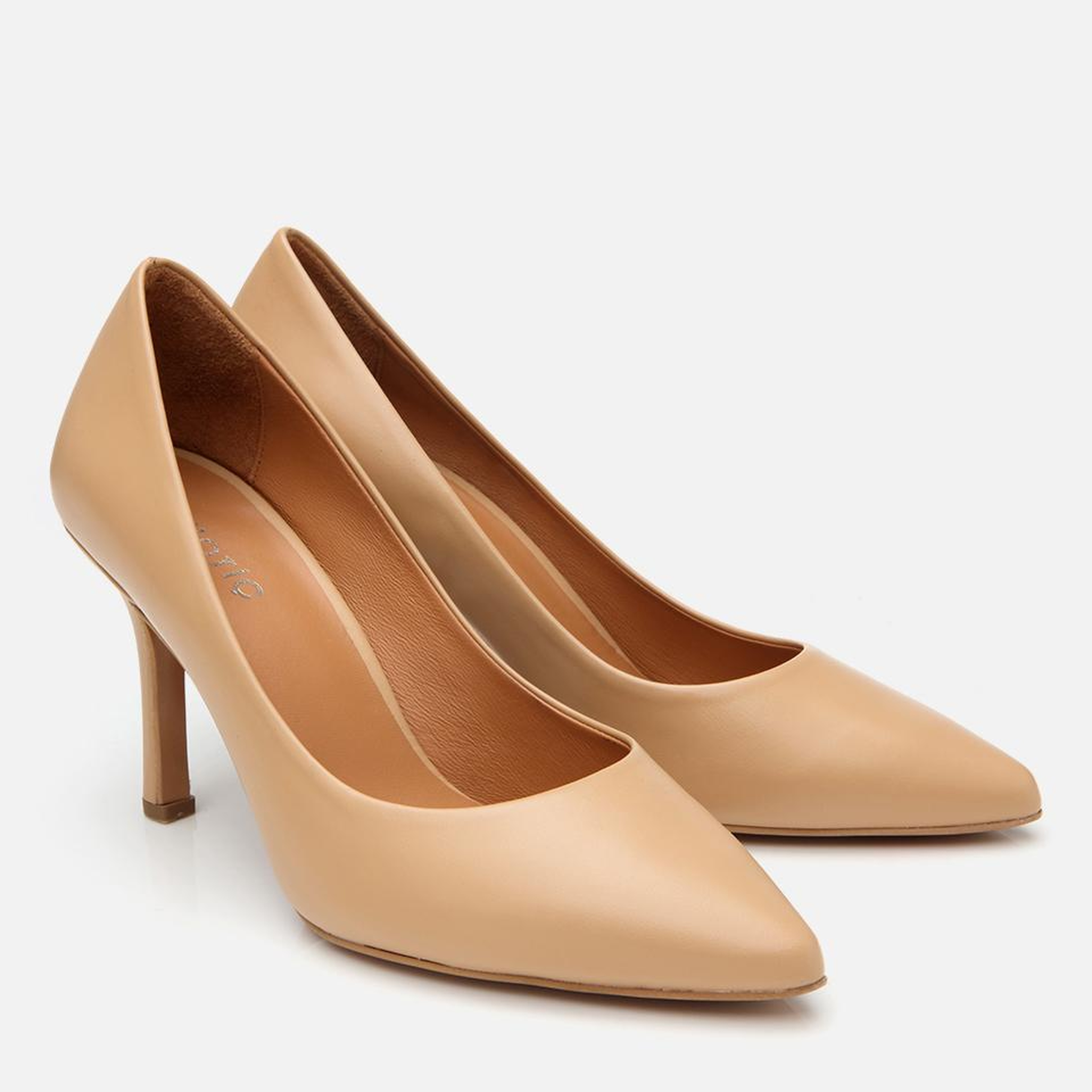Kadın Deri Bej Yüksek Topuklu Stiletto