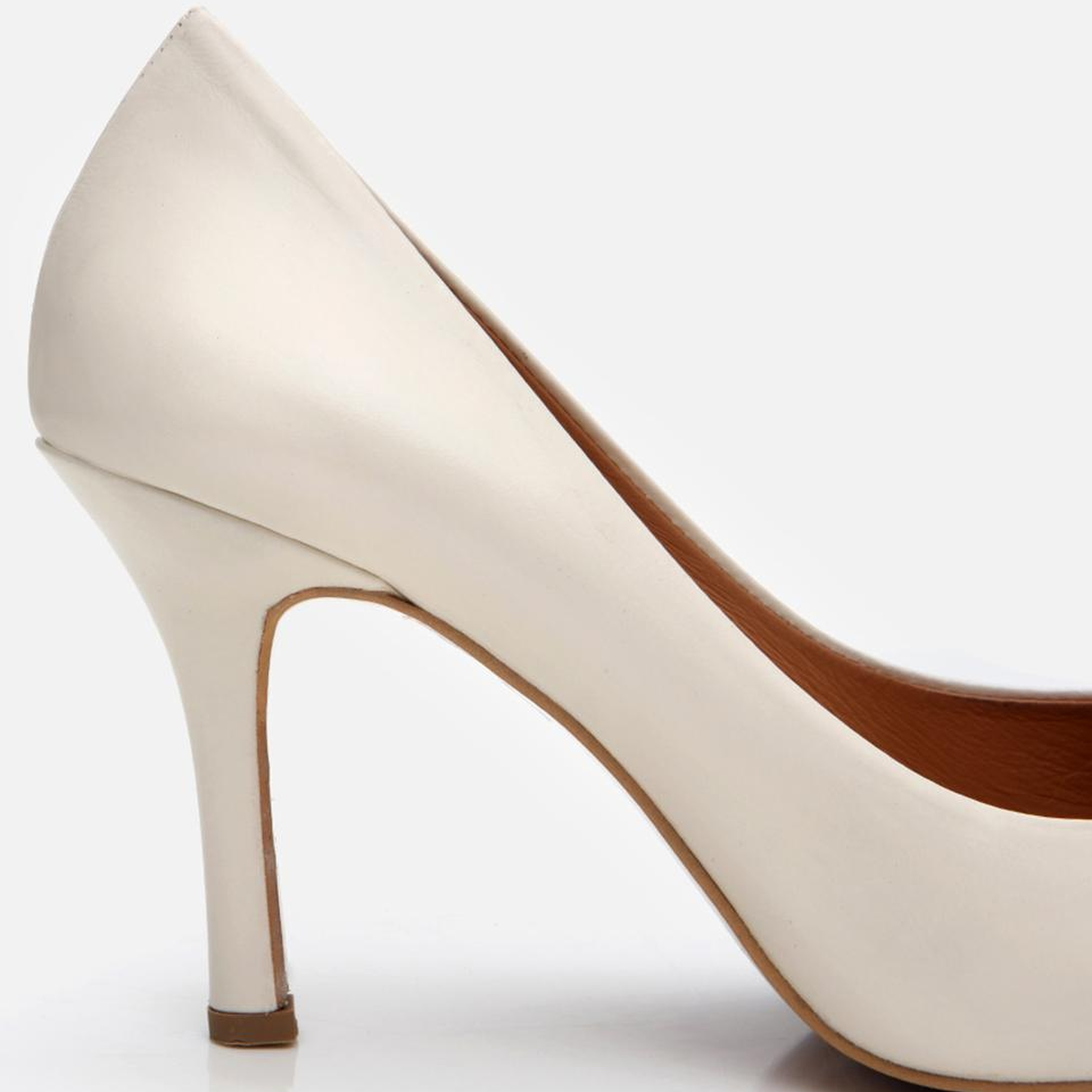 Kadın Deri Ekru Yüksek Topuklu Stiletto