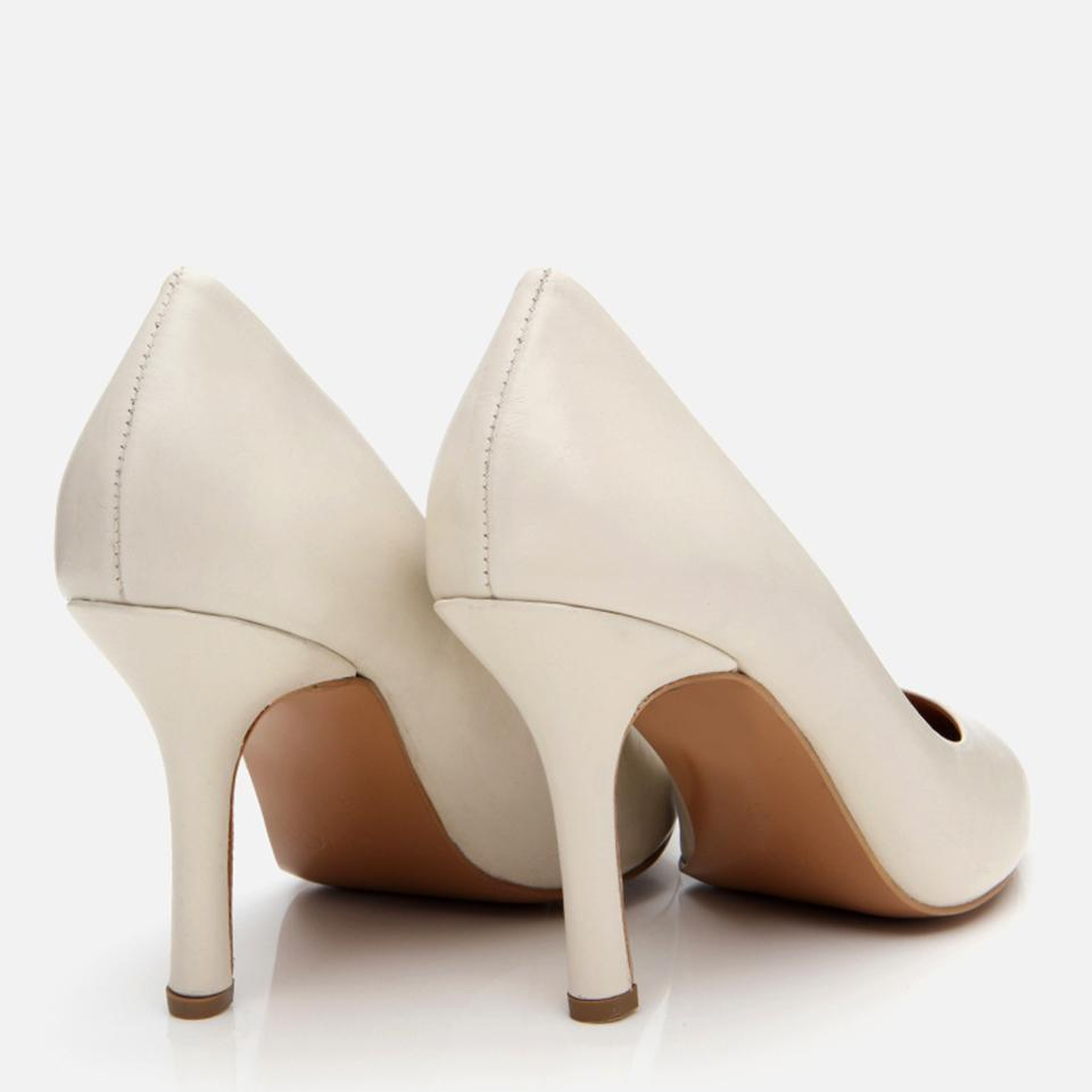 Kadın Deri Ekru Yüksek Topuklu Stiletto