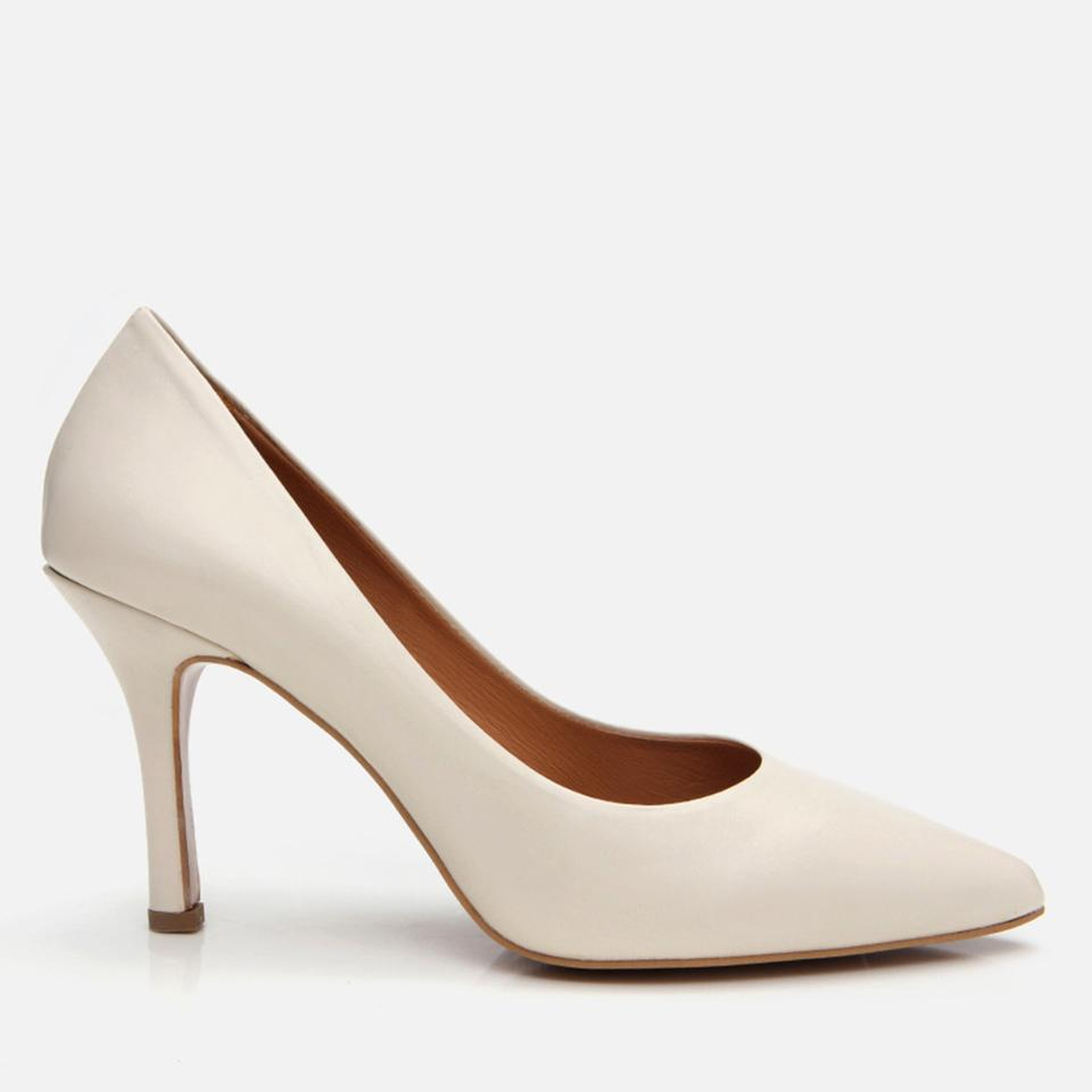 Kadın Deri Ekru Yüksek Topuklu Stiletto