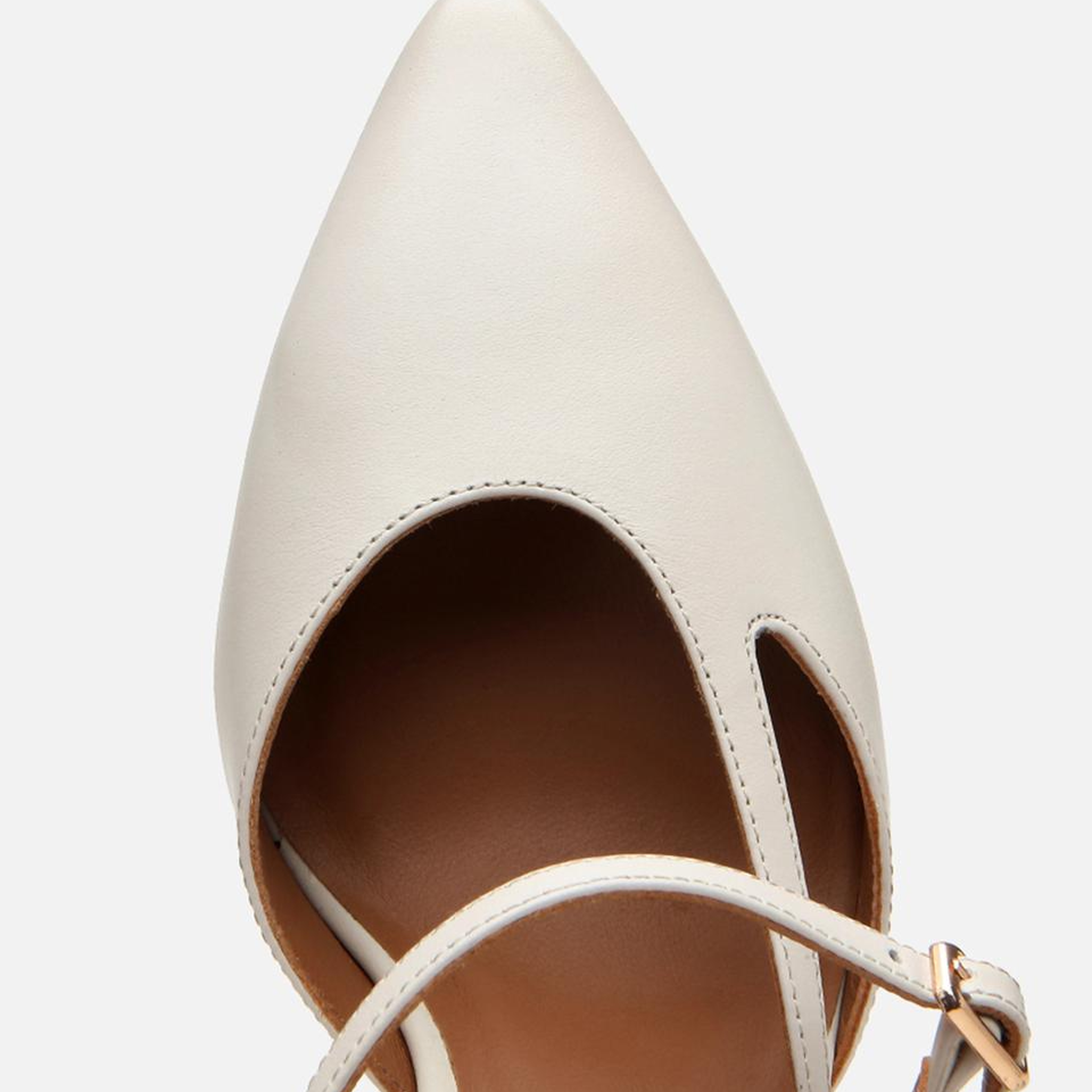 Kadın Deri Ekru İnce Topuklu Stiletto