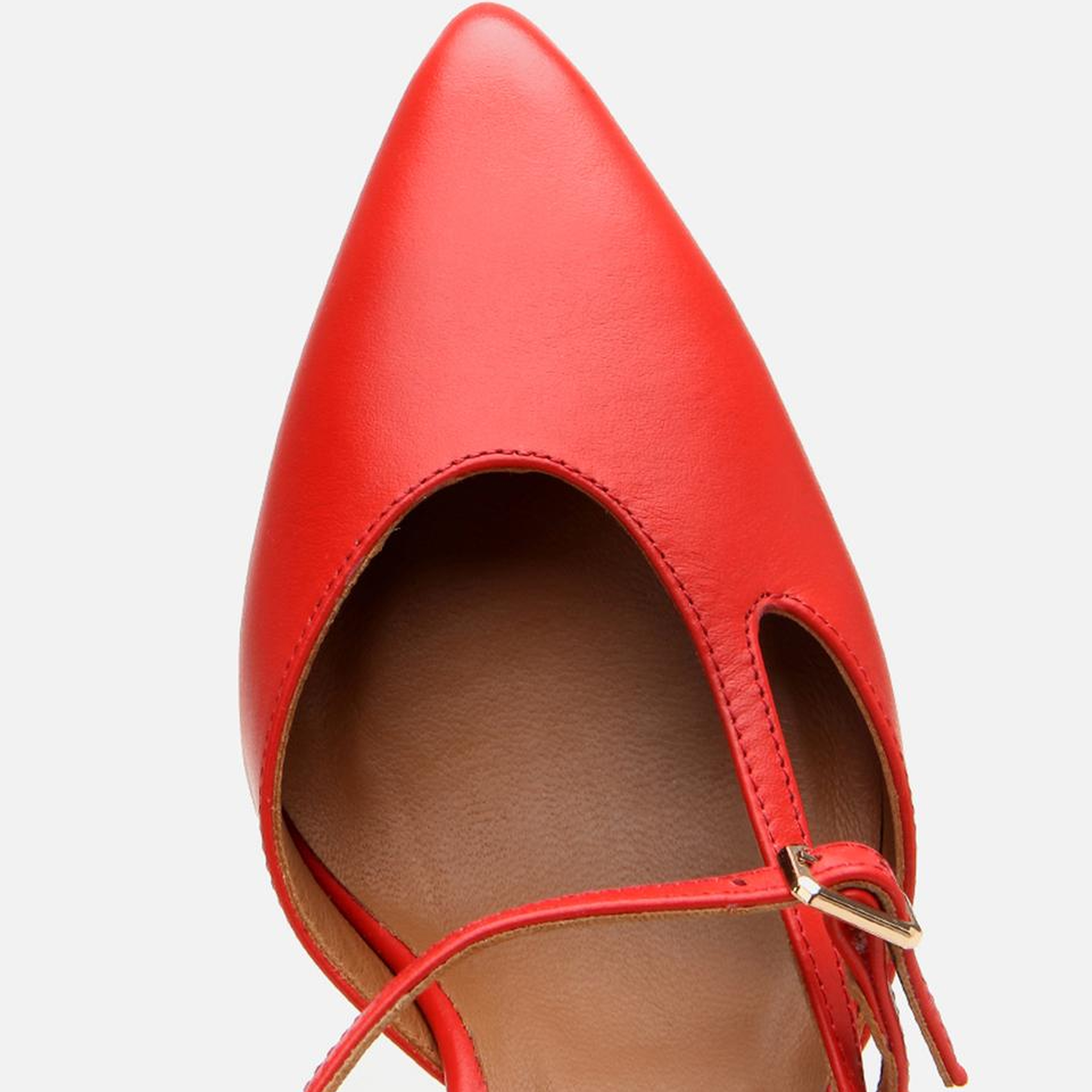 Kadın Deri Kırmızı İnce Topuklu Stiletto