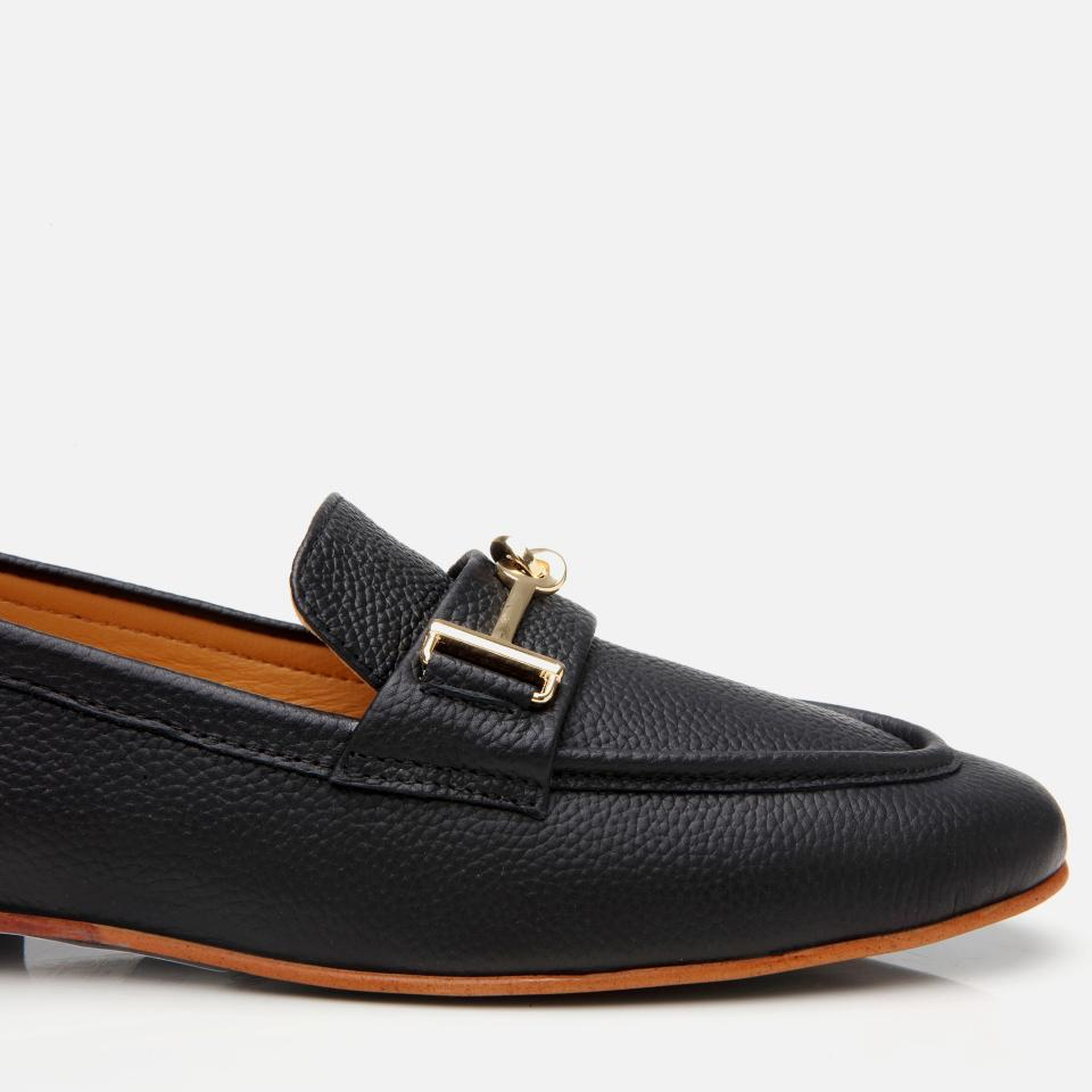 Kadın Deri Siyah Tokalı Klasik Loafer