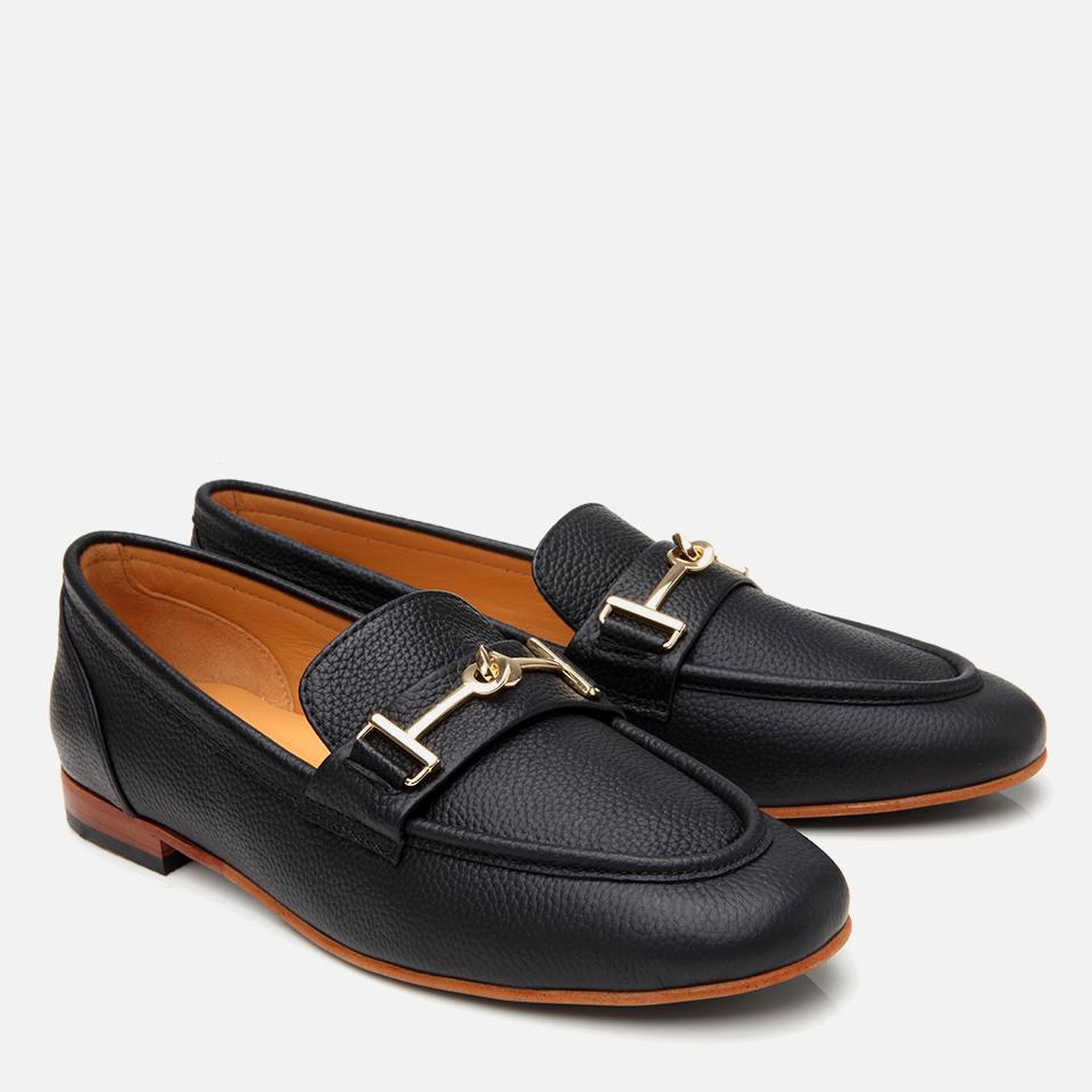 Kadın Deri Siyah Tokalı Klasik Loafer