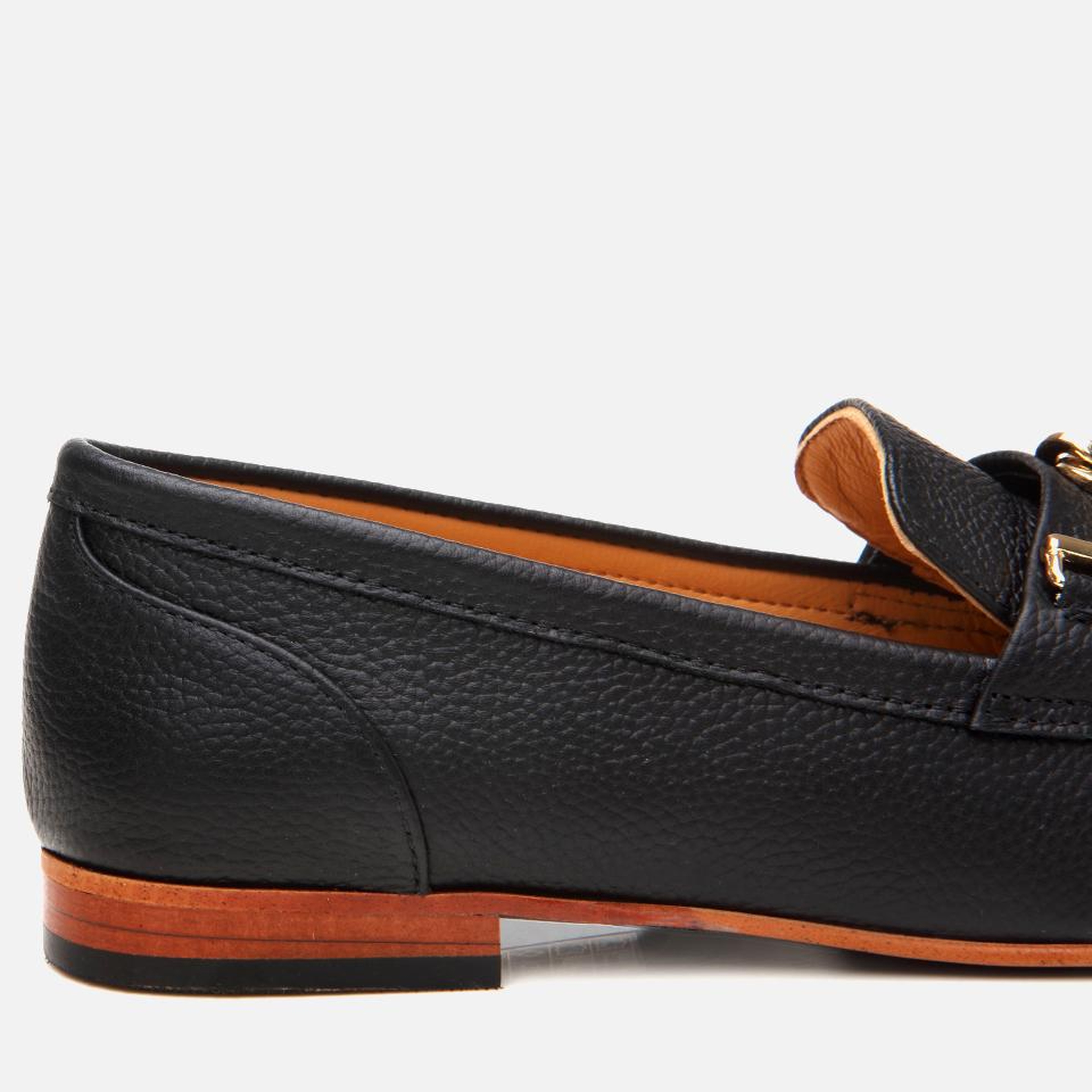 Kadın Deri Siyah Tokalı Klasik Loafer