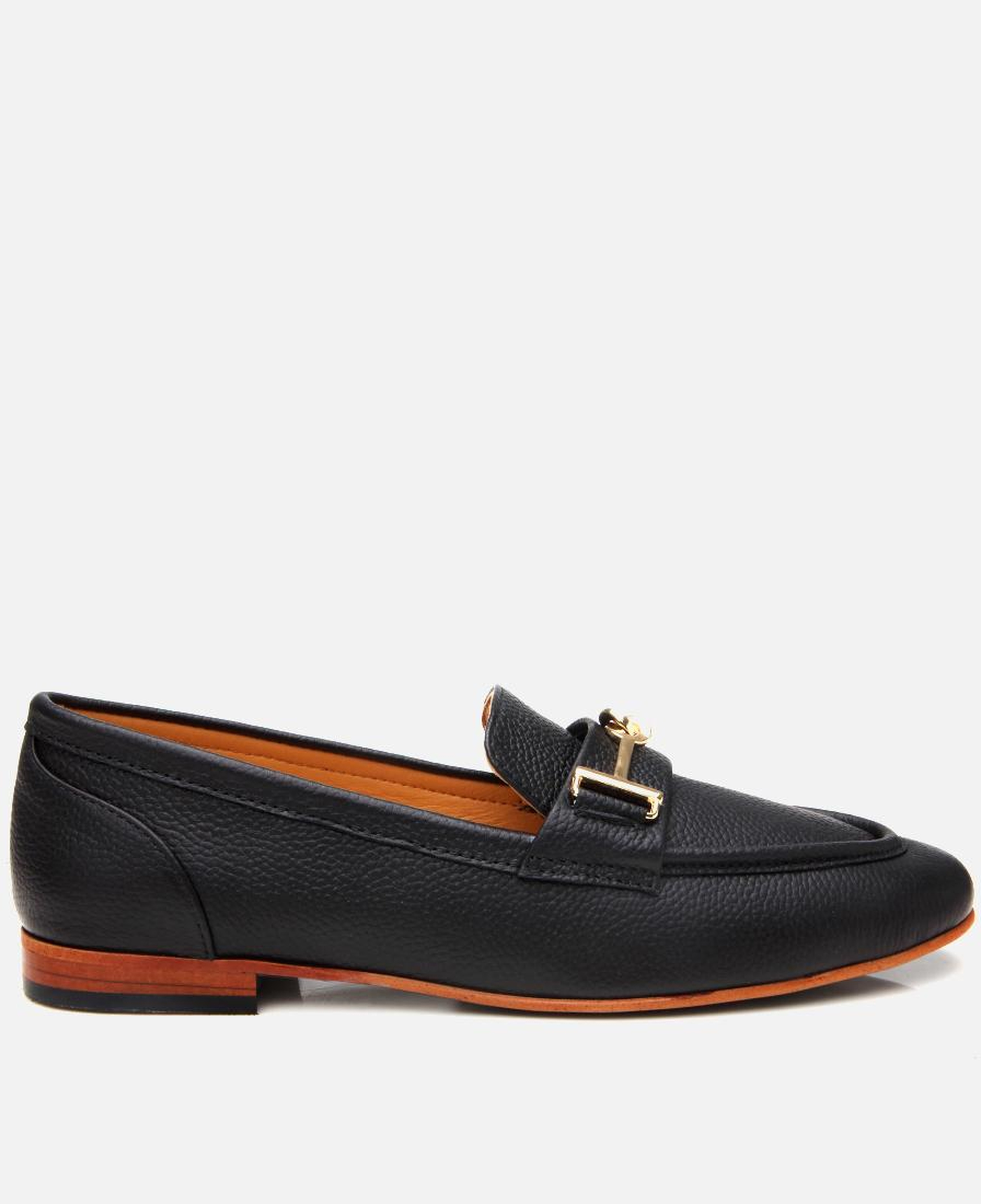 Kadın Deri Siyah Tokalı Klasik Loafer
