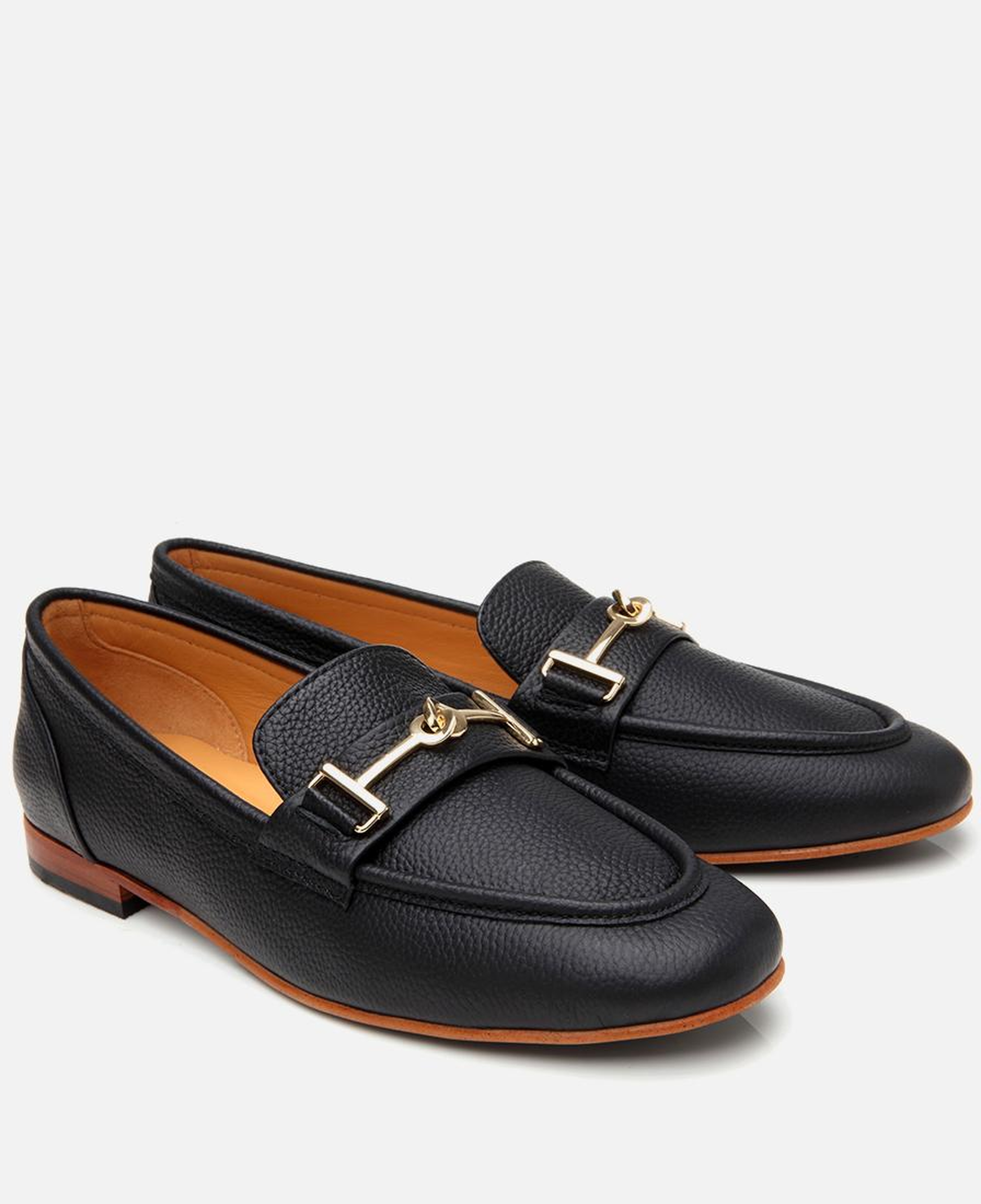 Kadın Deri Siyah Tokalı Klasik Loafer