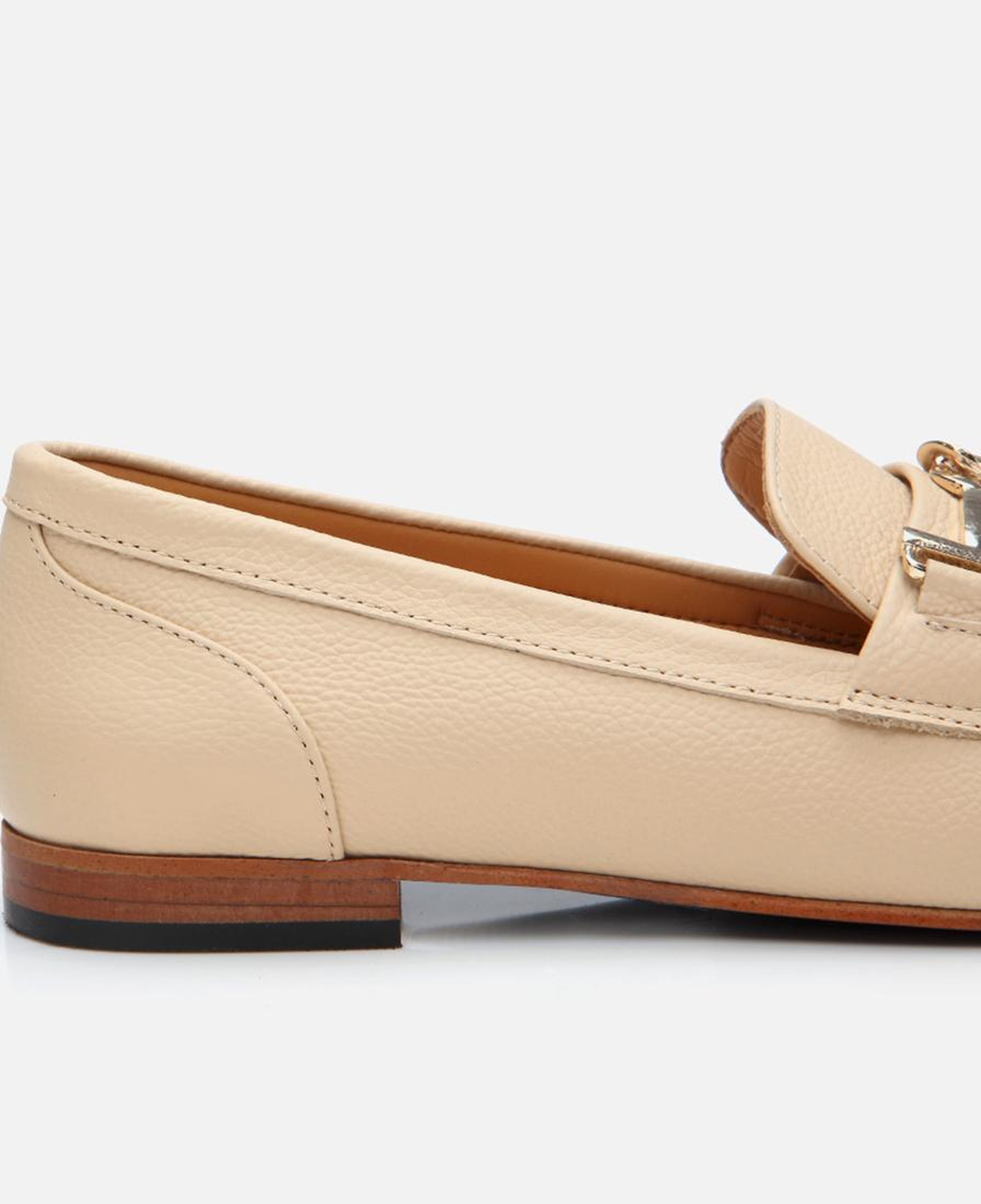 Kadın Deri Bej Tokalı Klasik Loafer