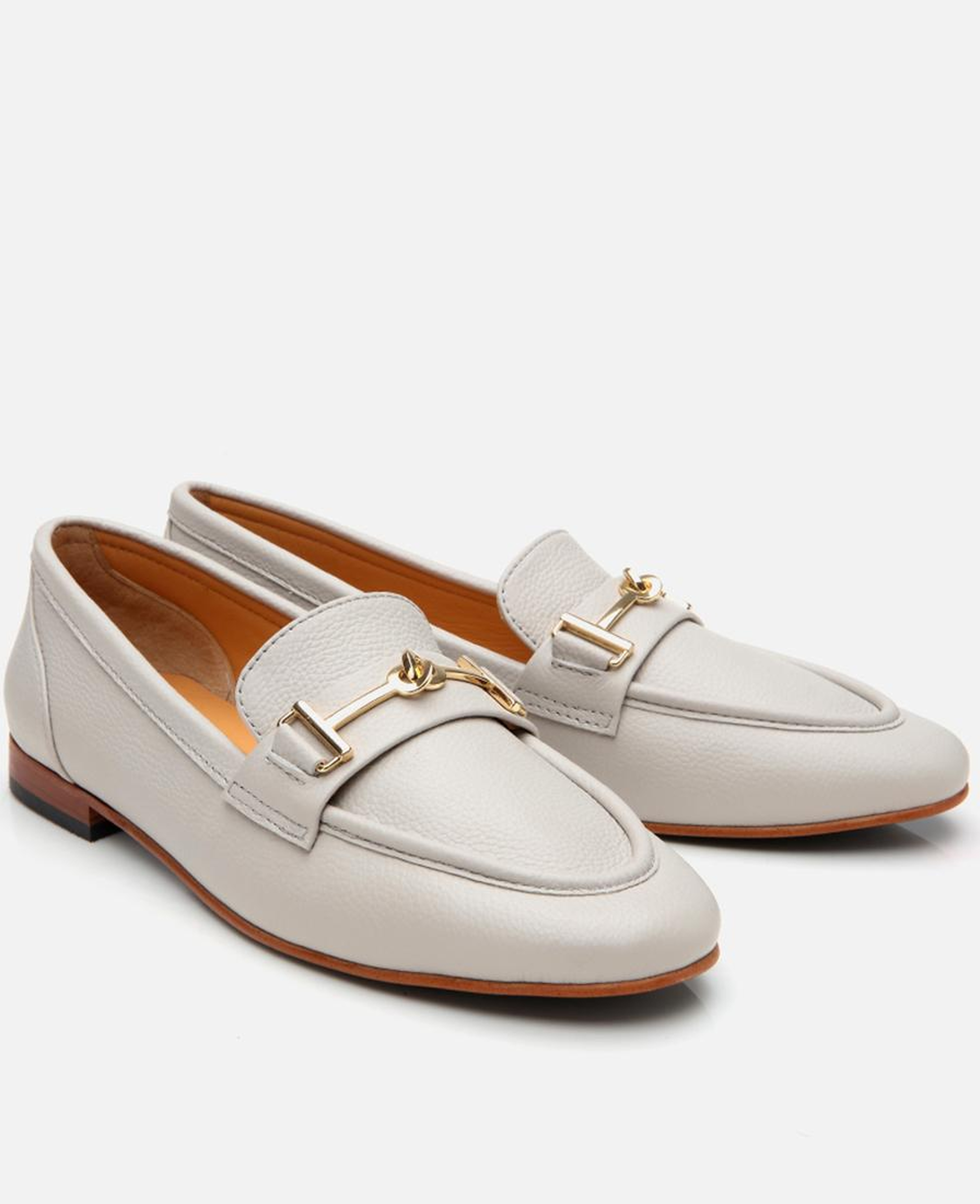 Kadın Deri Ekru Tokalı Klasik Loafer