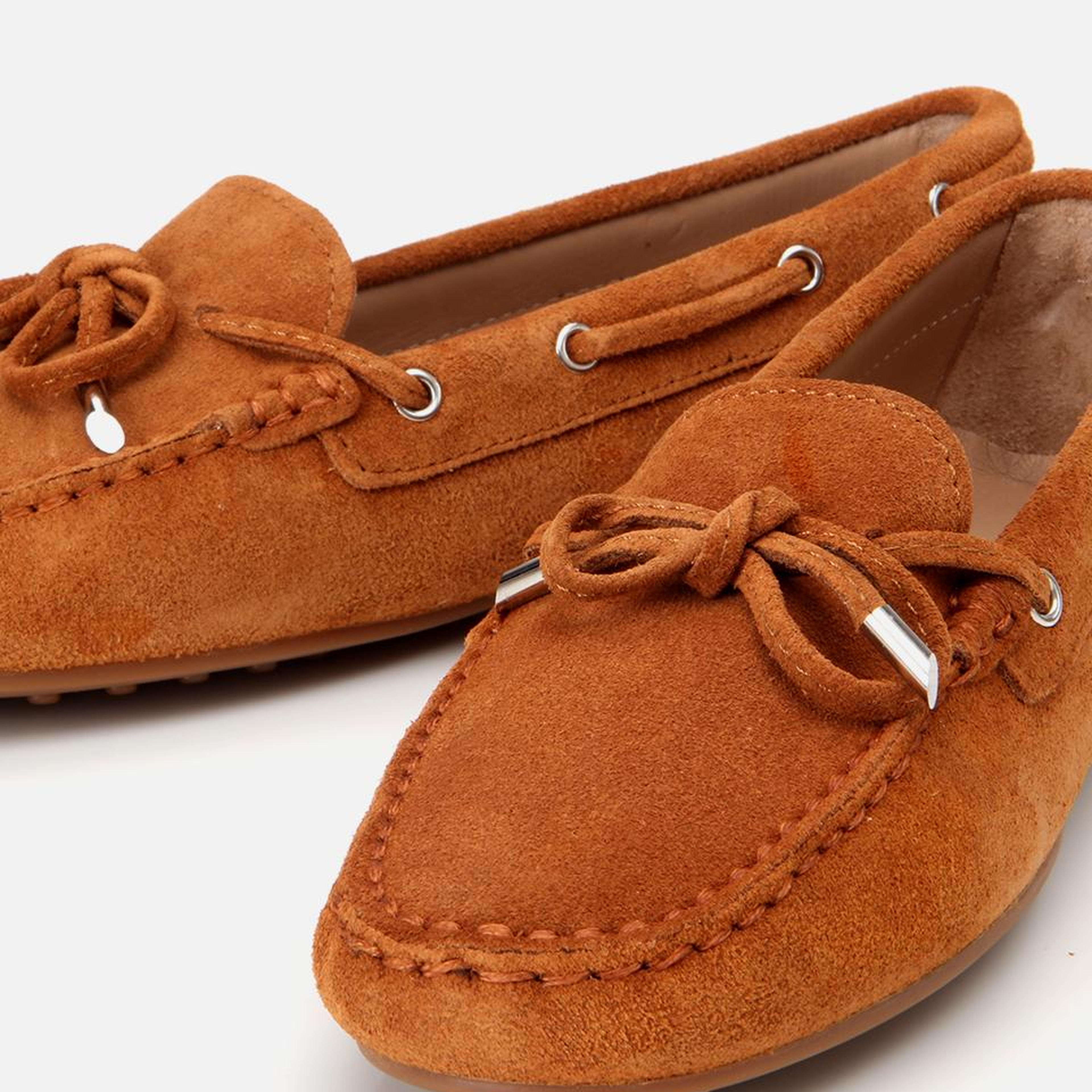 Kadın Süet Deri Taba Bağcık Detaylı Günlük Loafer
