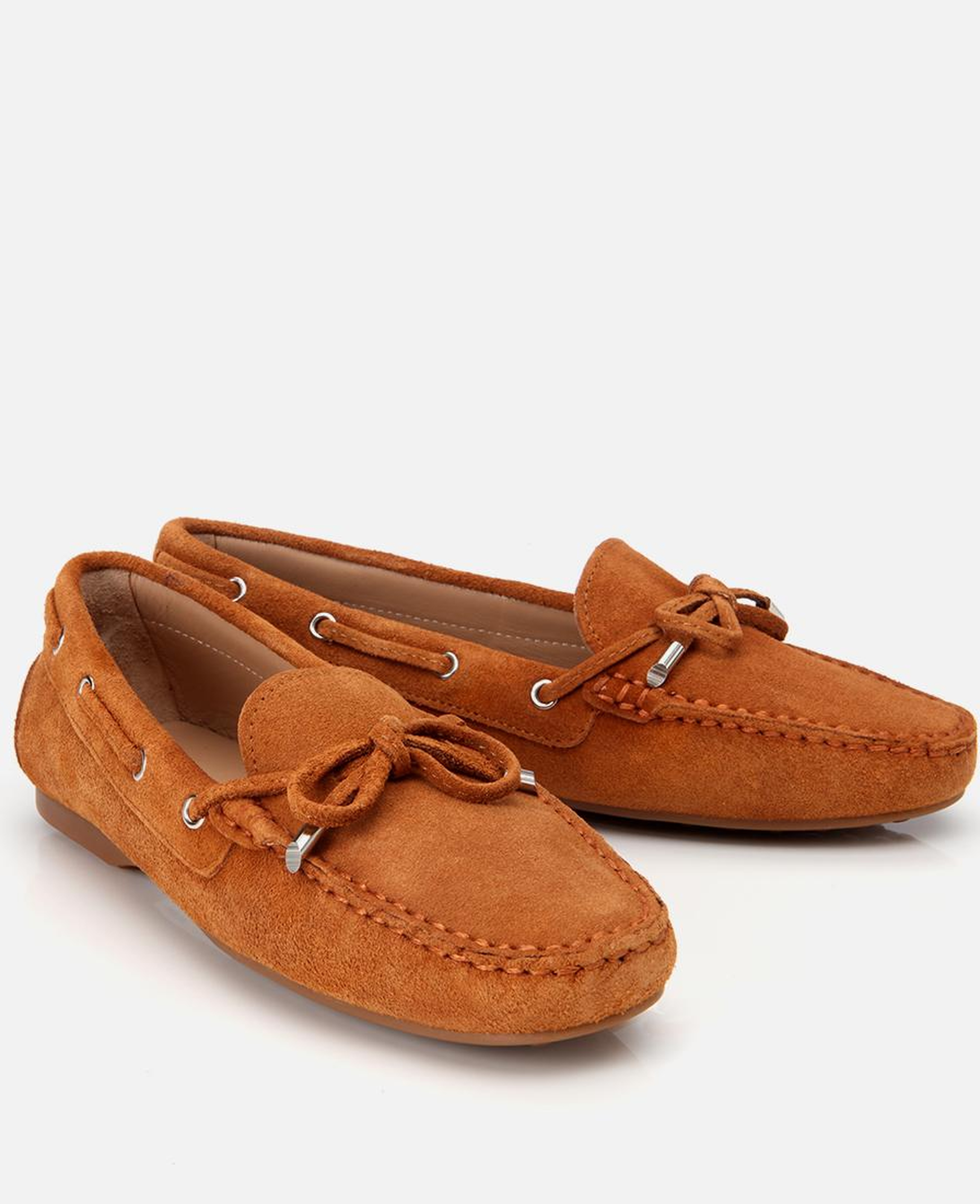 Kadın Süet Deri Taba Bağcık Detaylı Günlük Loafer