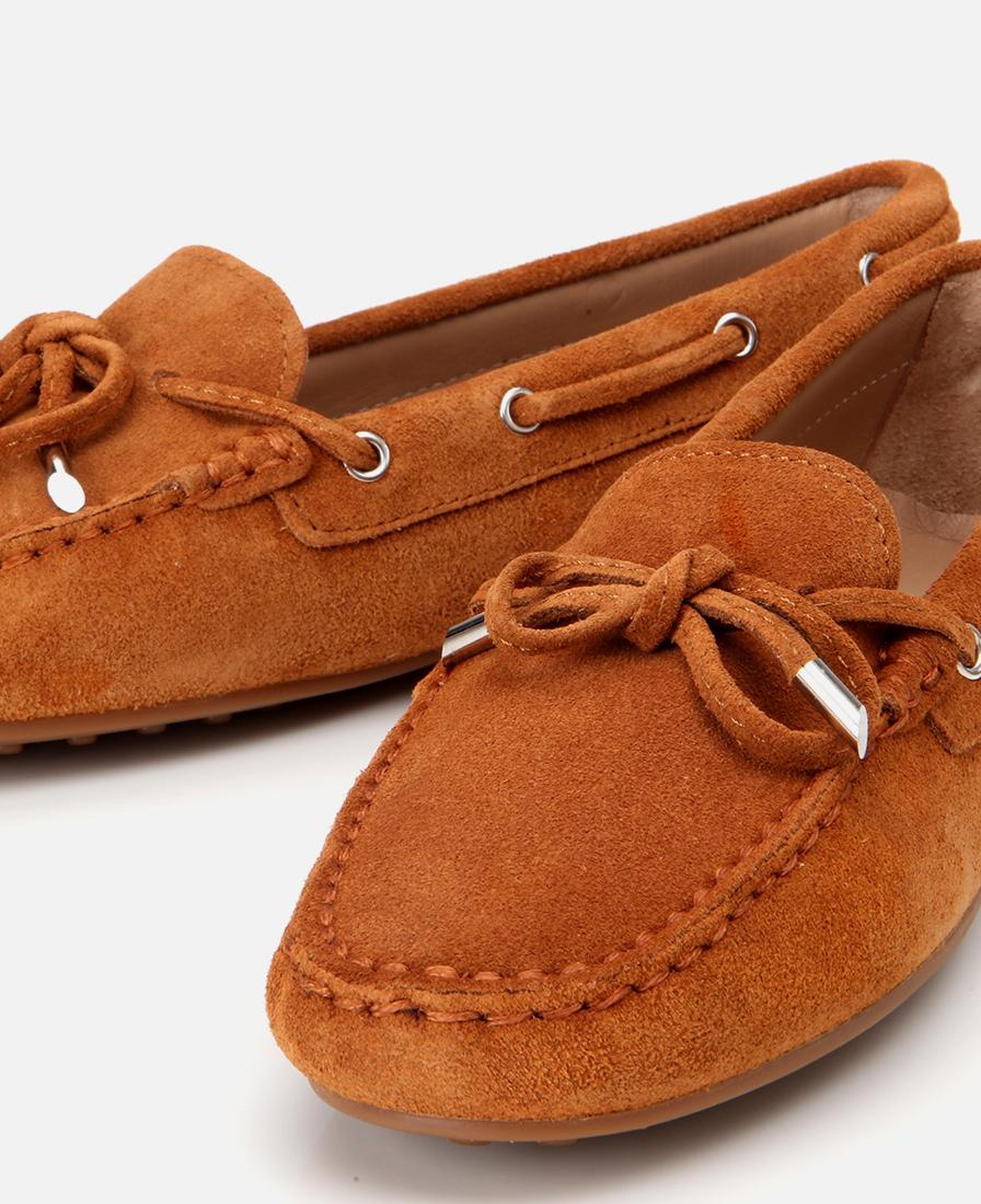 Kadın Süet Deri Taba Bağcık Detaylı Günlük Loafer