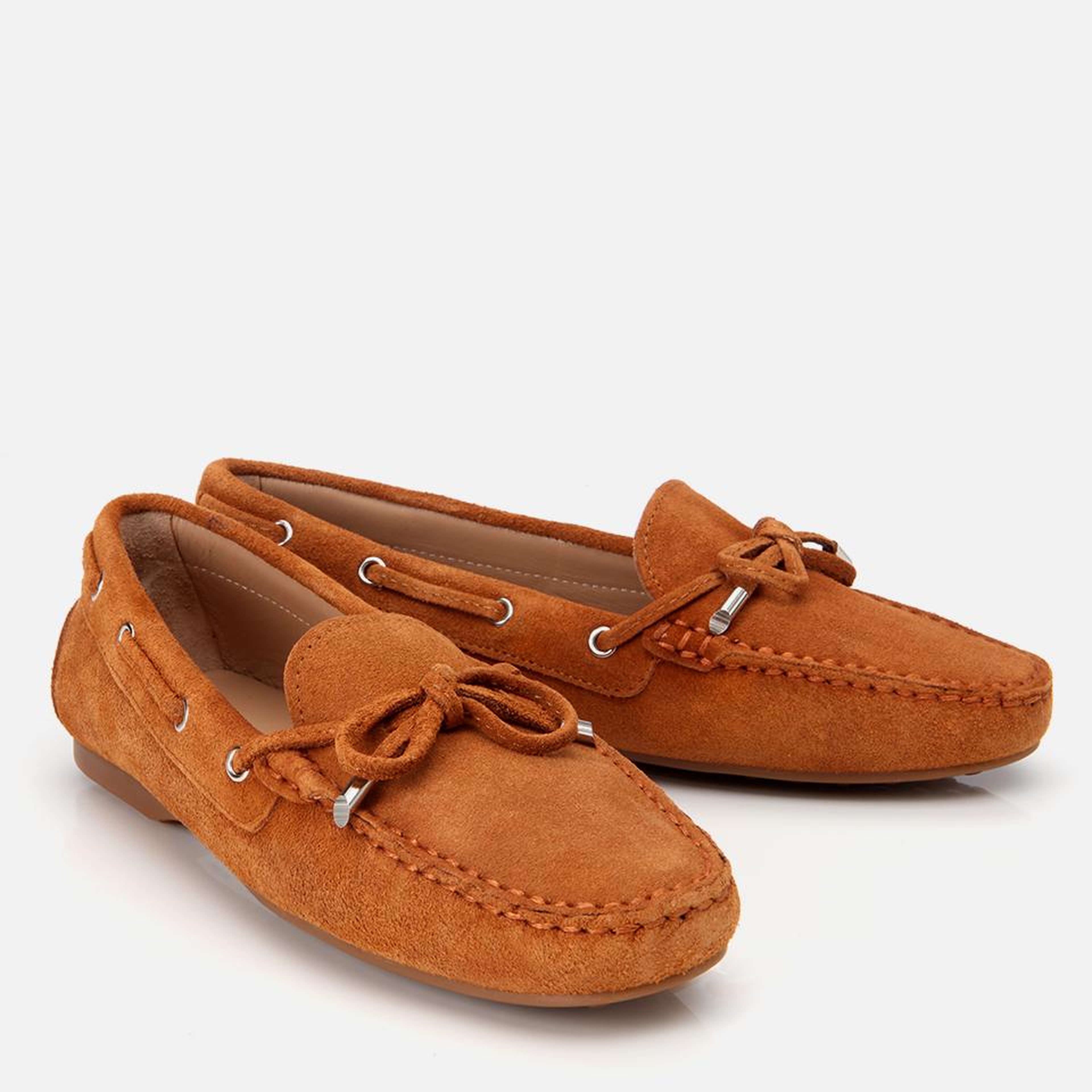 Kadın Süet Deri Taba Bağcık Detaylı Günlük Loafer