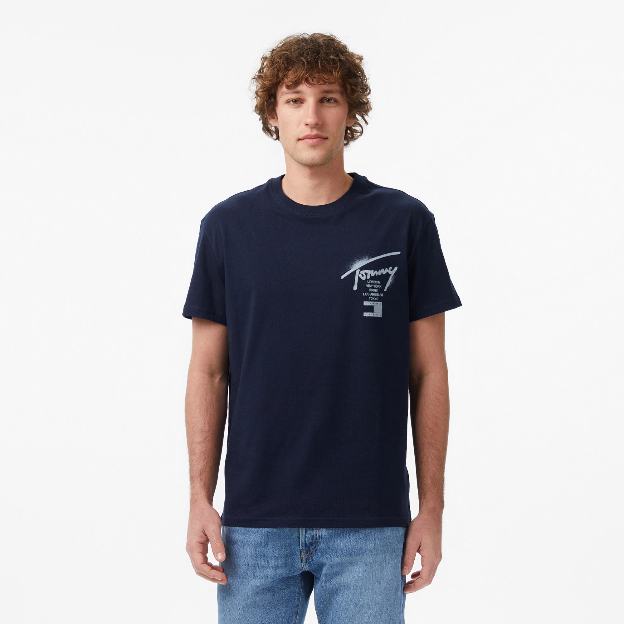 Tommy Hilfiger Signature Erkek Lacivert T-Shirt