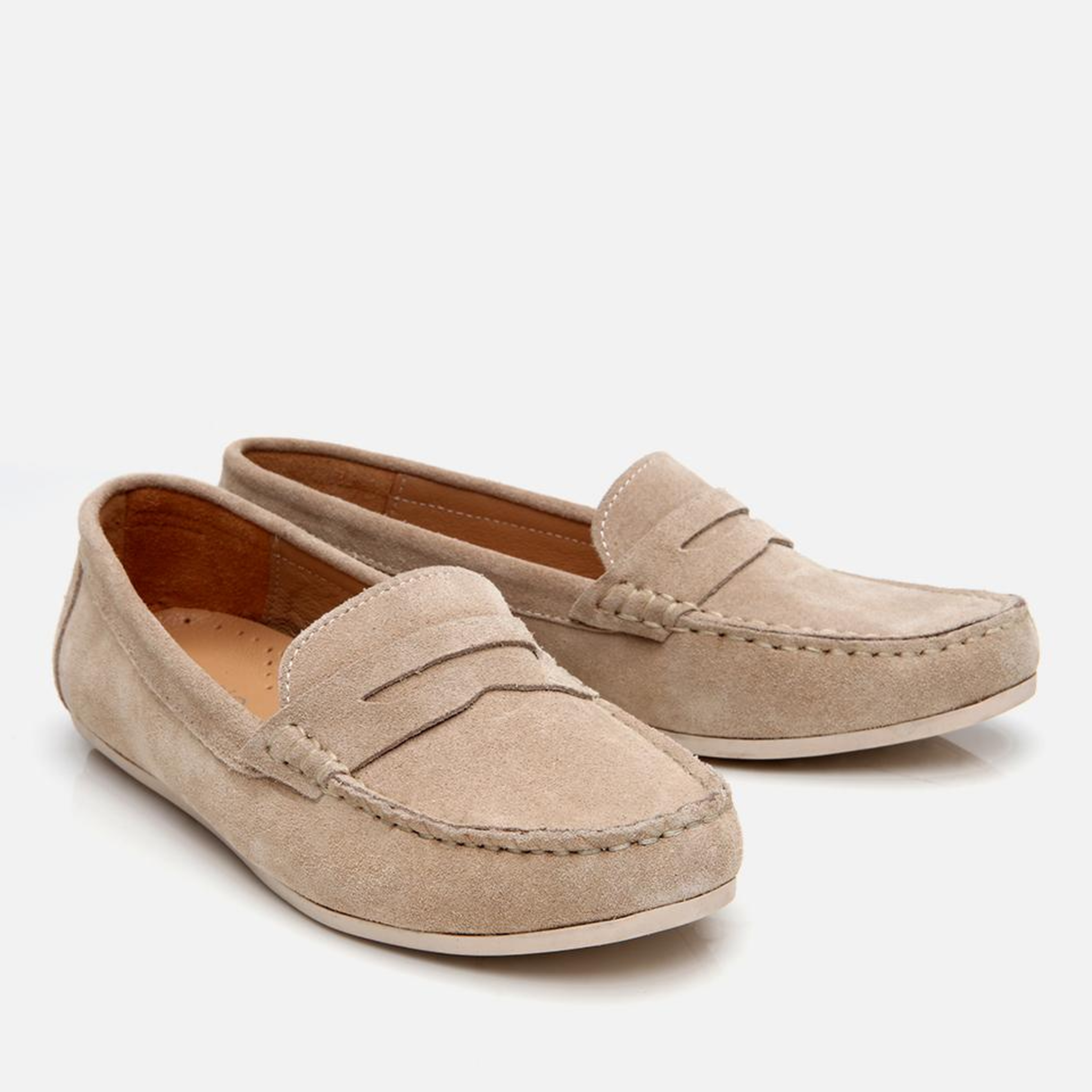 Kadın Süet Deri Bej Günlük Loafer