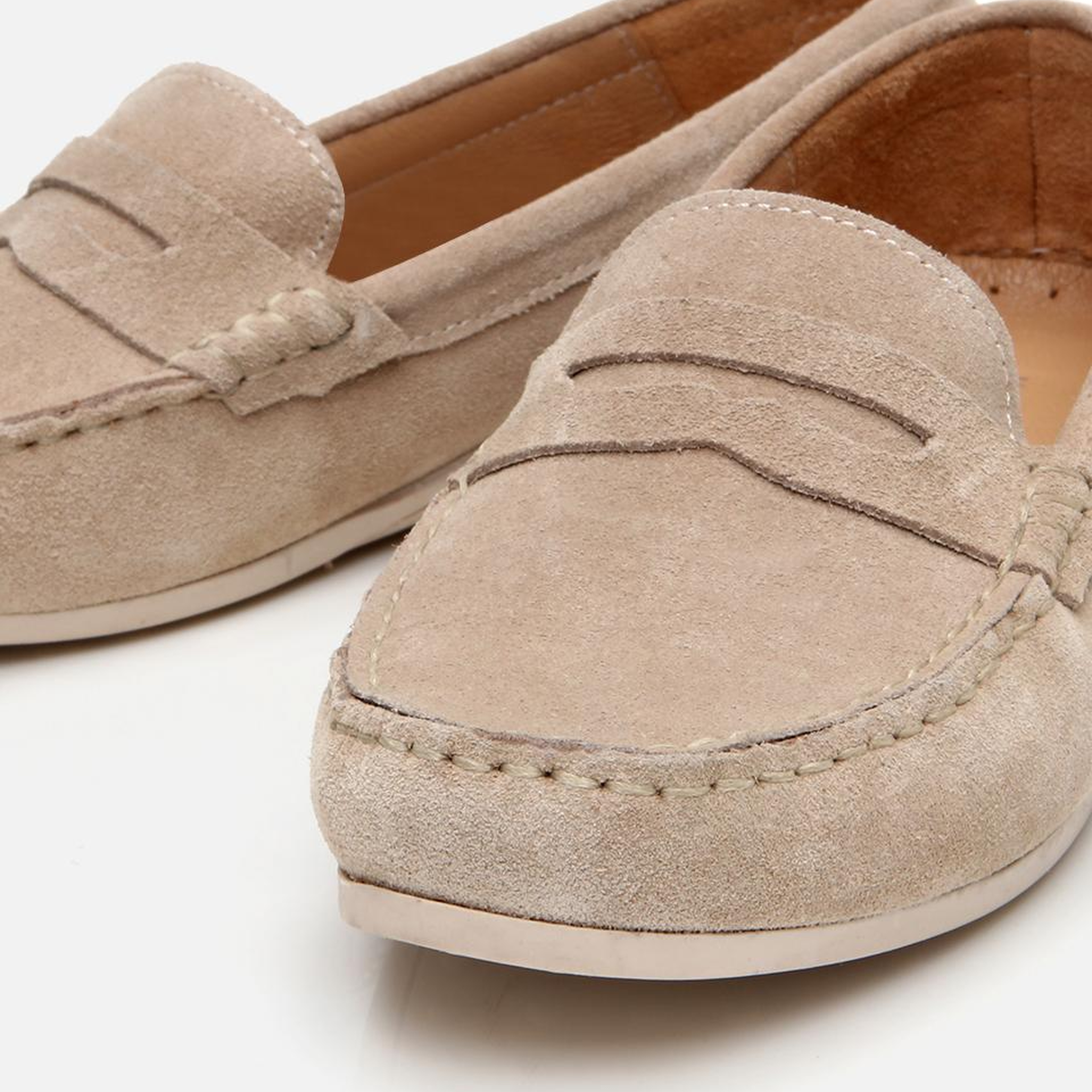 Kadın Süet Deri Bej Günlük Loafer