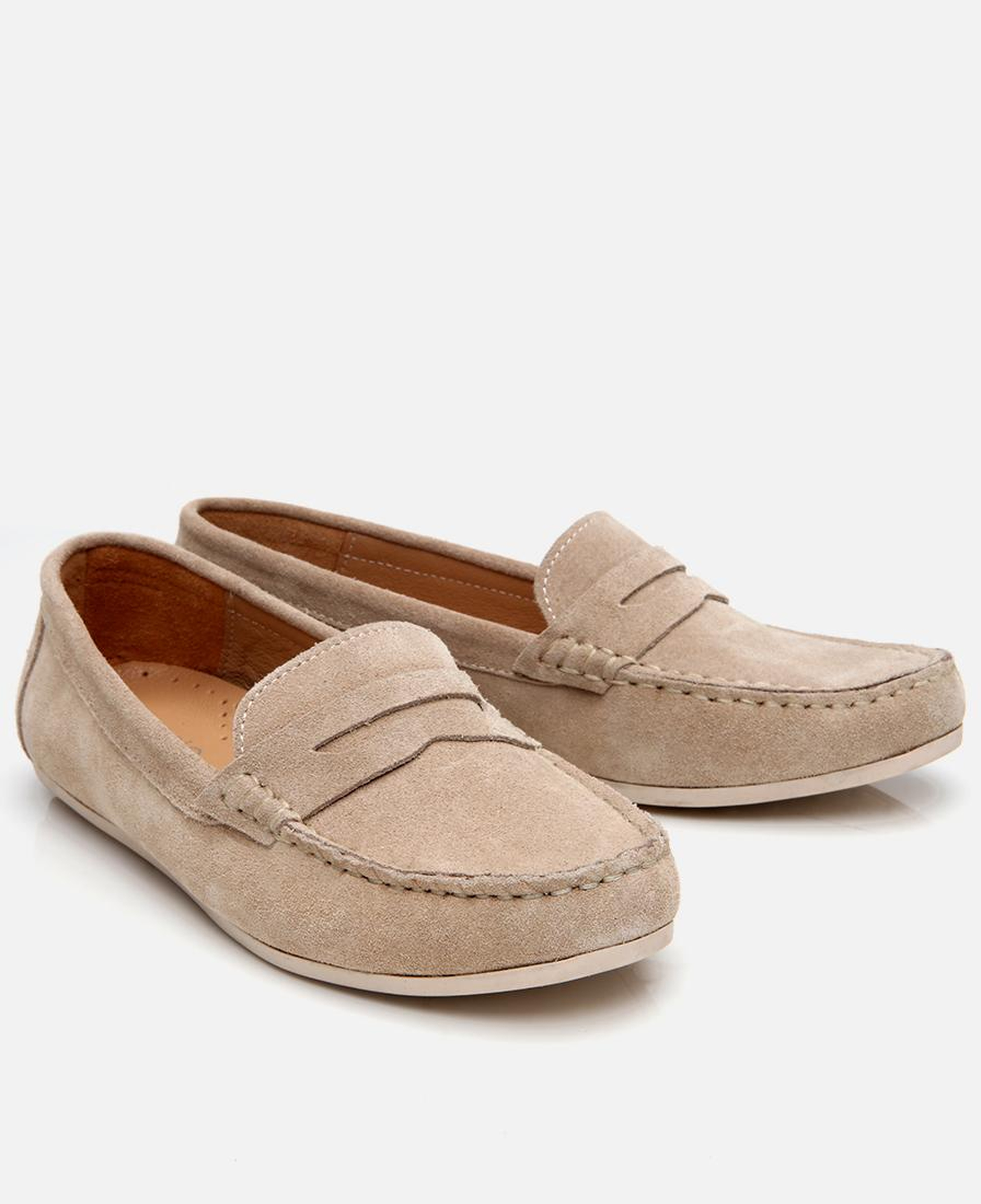 Kadın Süet Deri Bej Günlük Loafer
