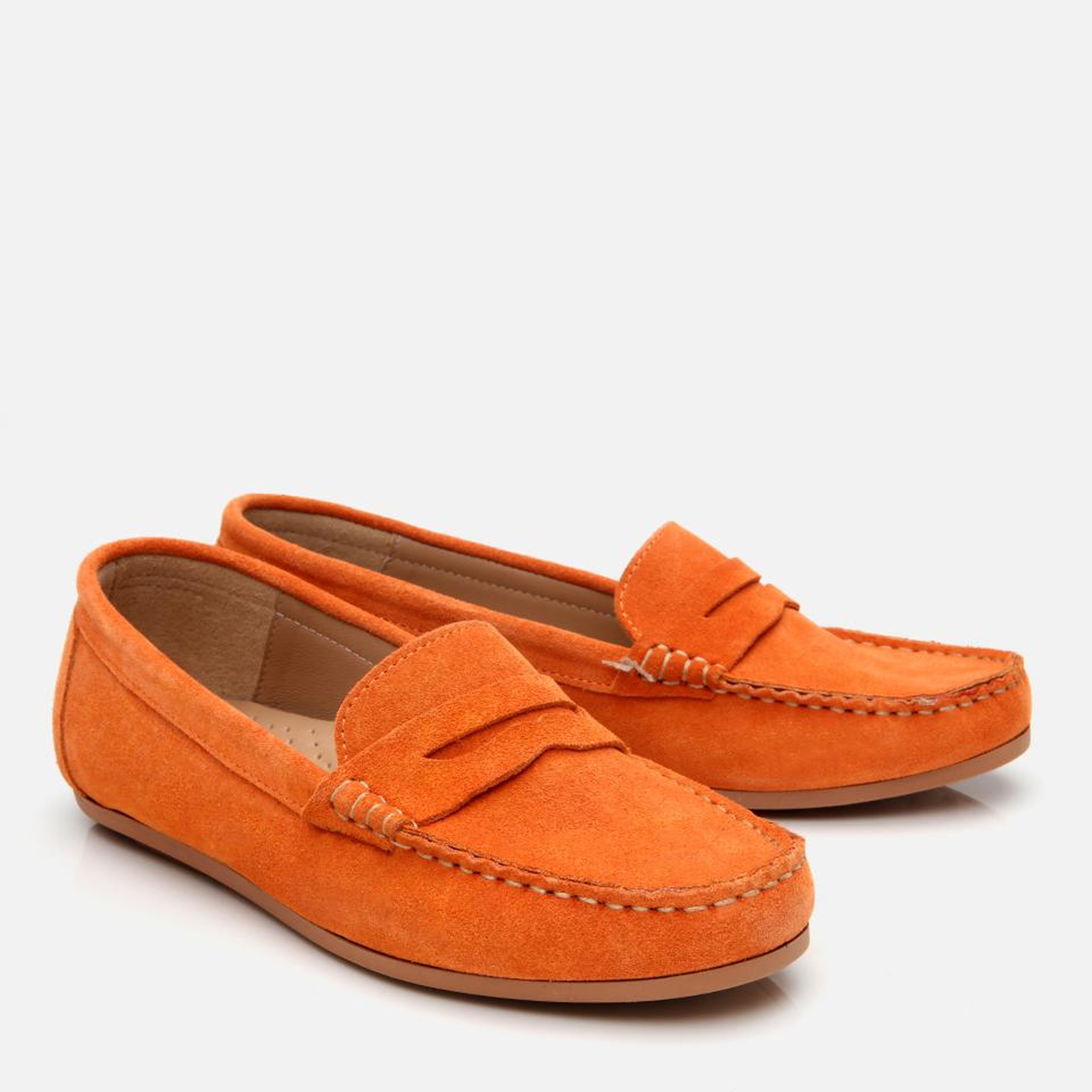 Kadın Süet Deri Turuncu Günlük Loafer