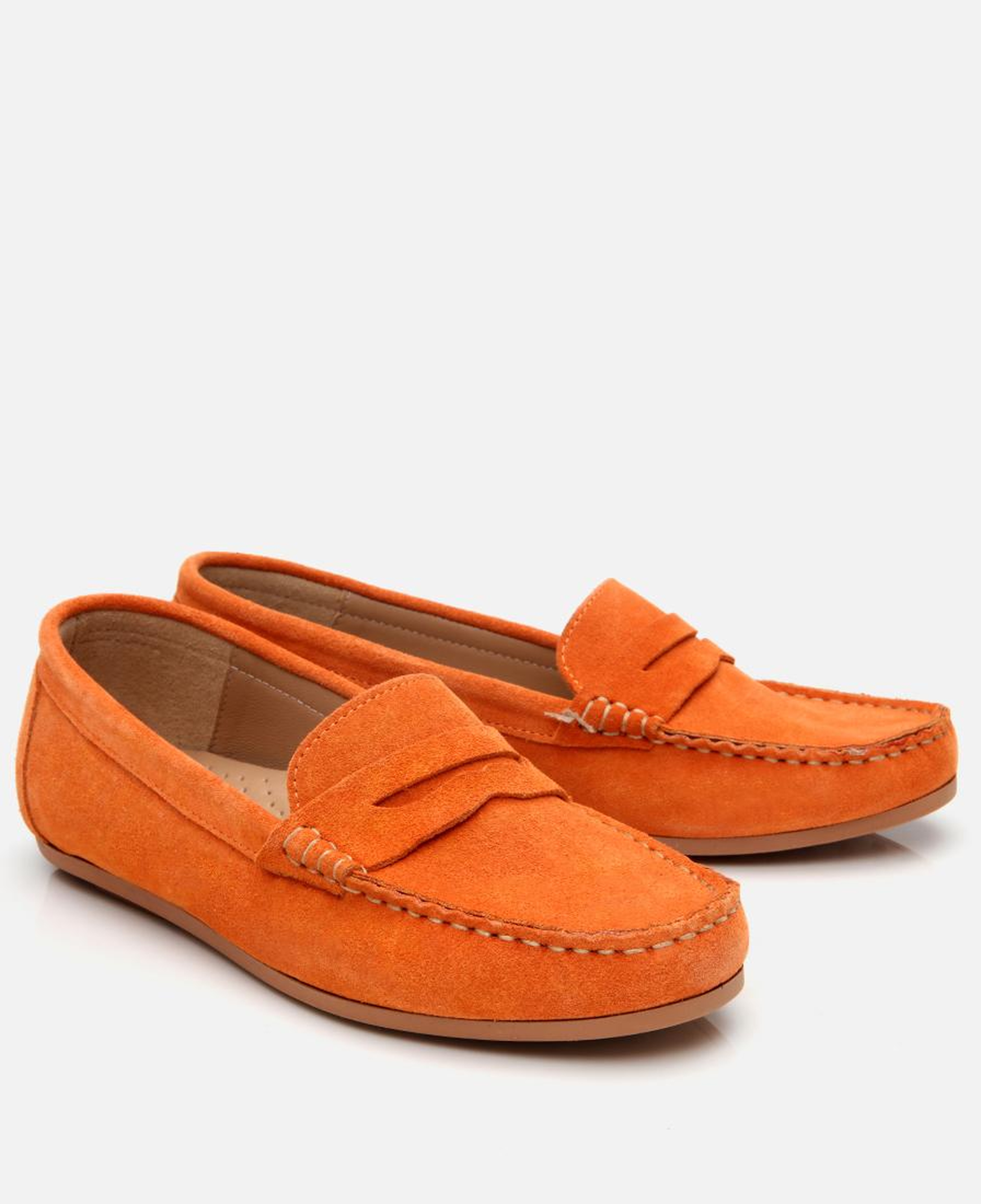 Kadın Süet Deri Turuncu Günlük Loafer