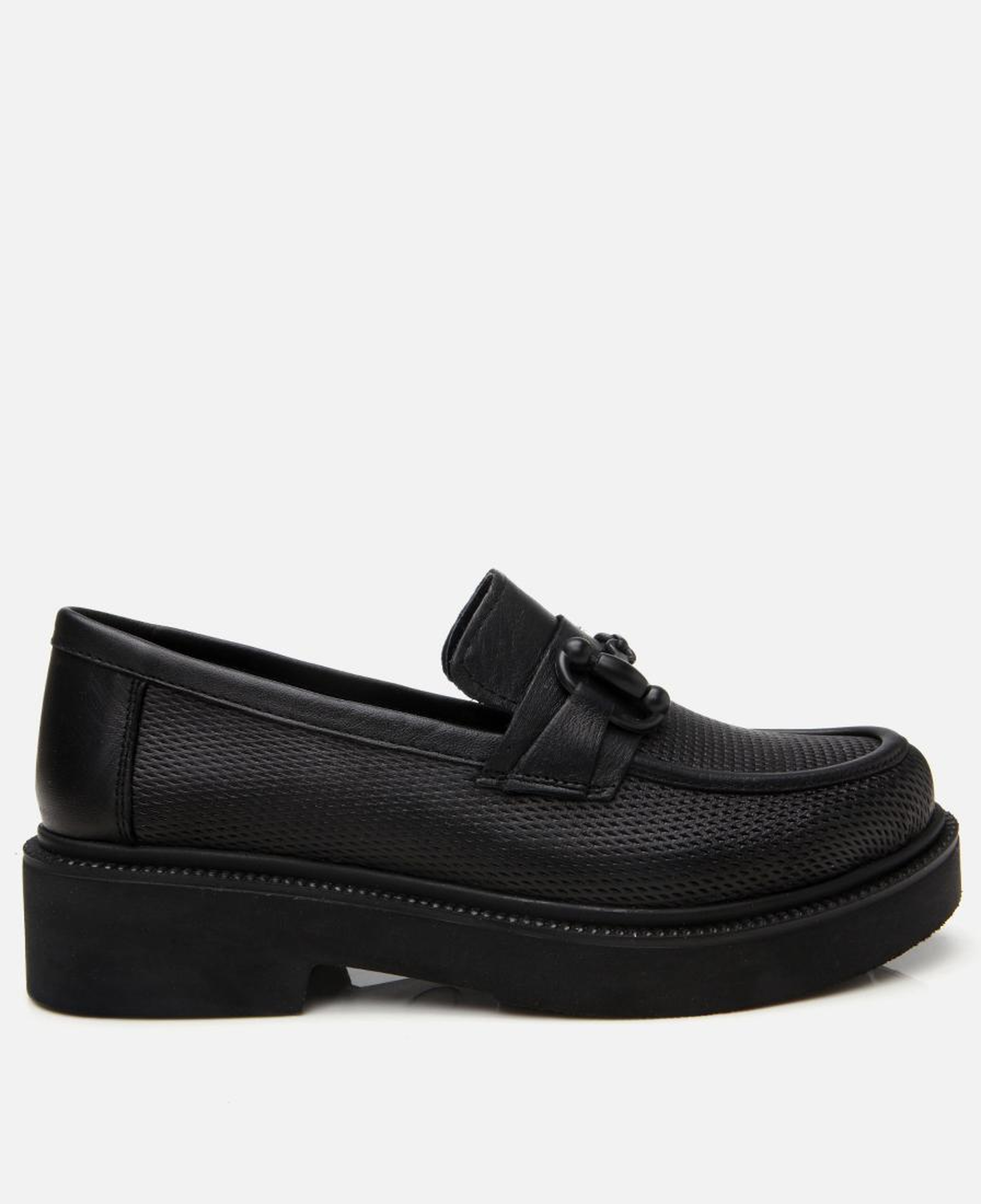 Kadın Deri Siyah Tokalı Klasik Loafer