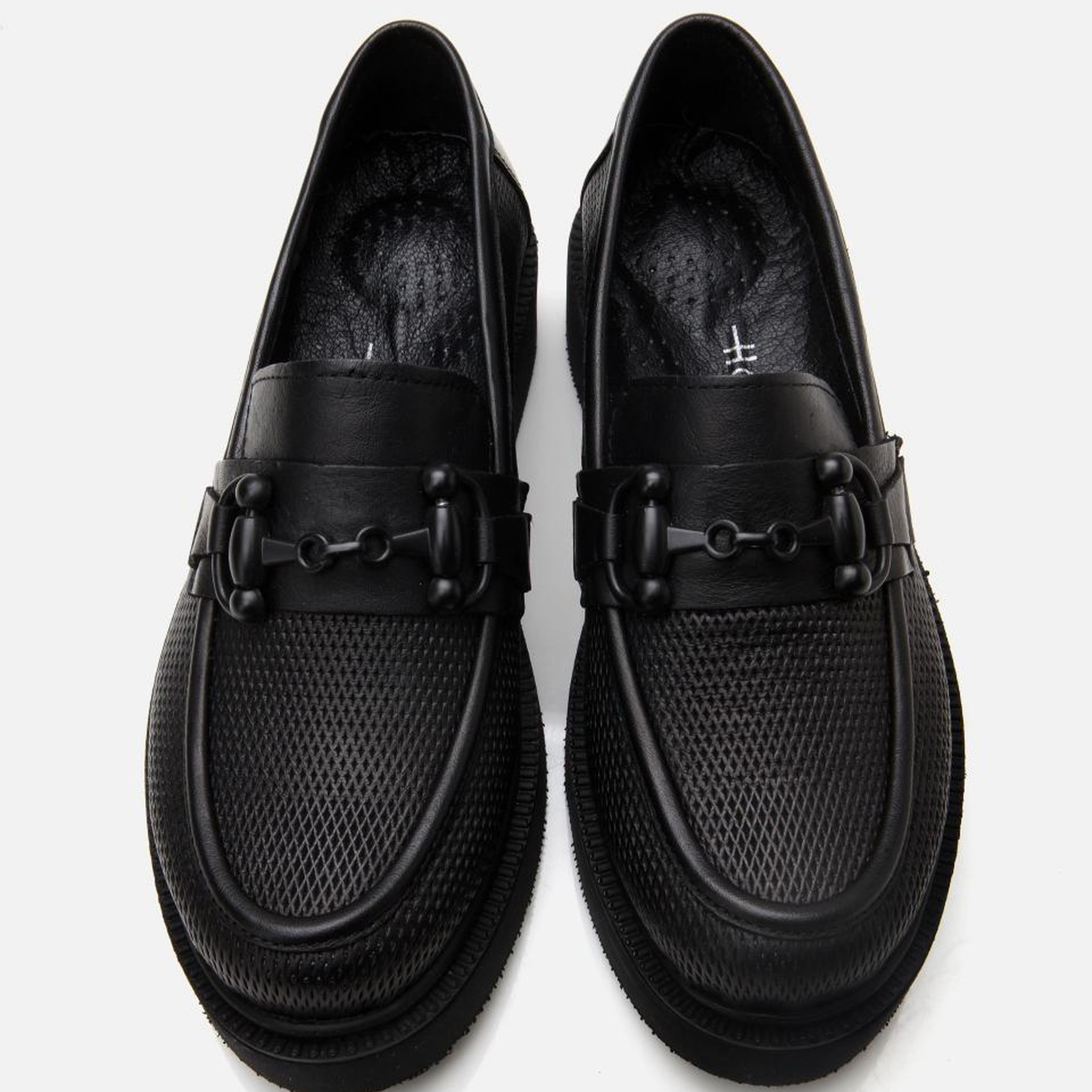 Kadın Deri Siyah Tokalı Klasik Loafer