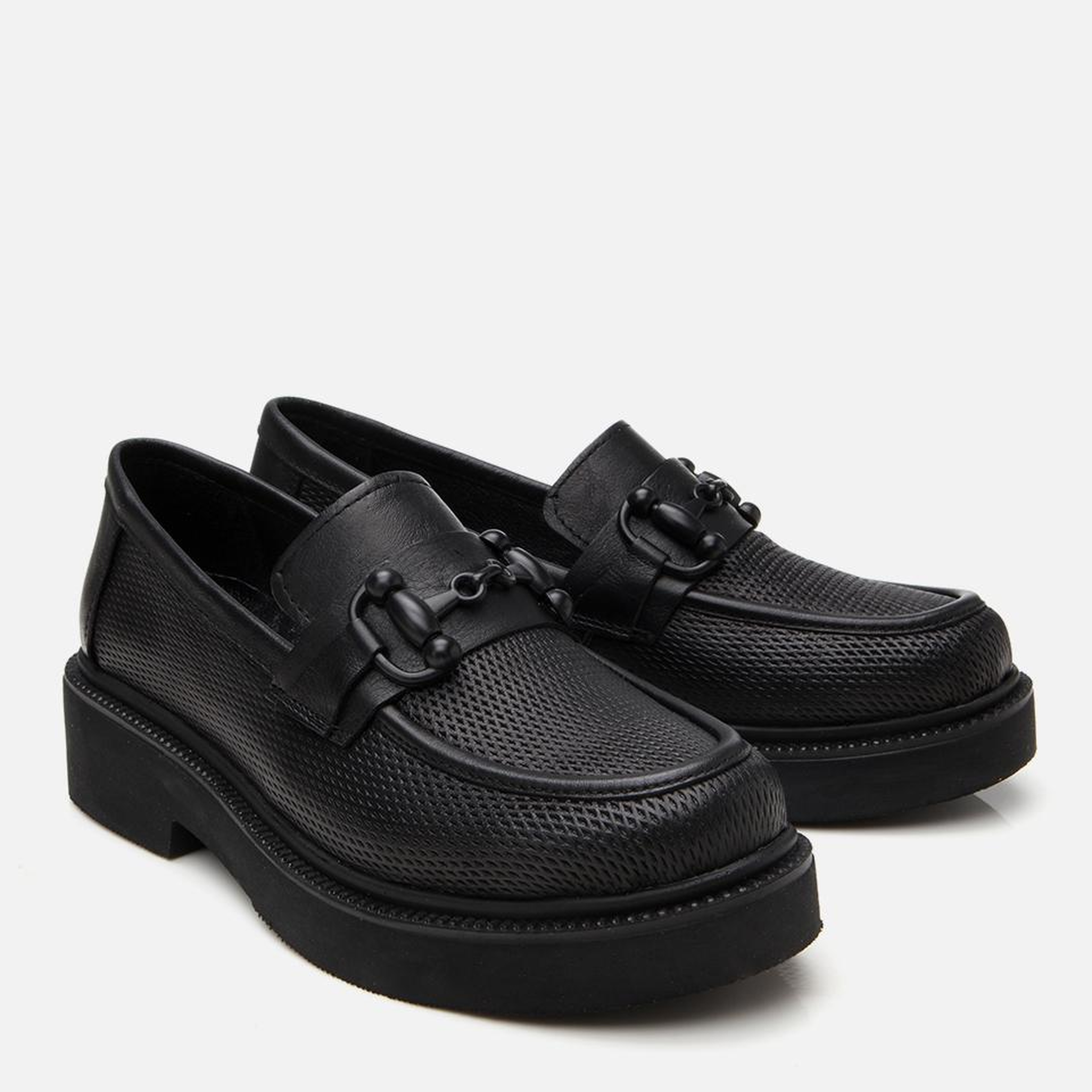 Kadın Deri Siyah Tokalı Klasik Loafer