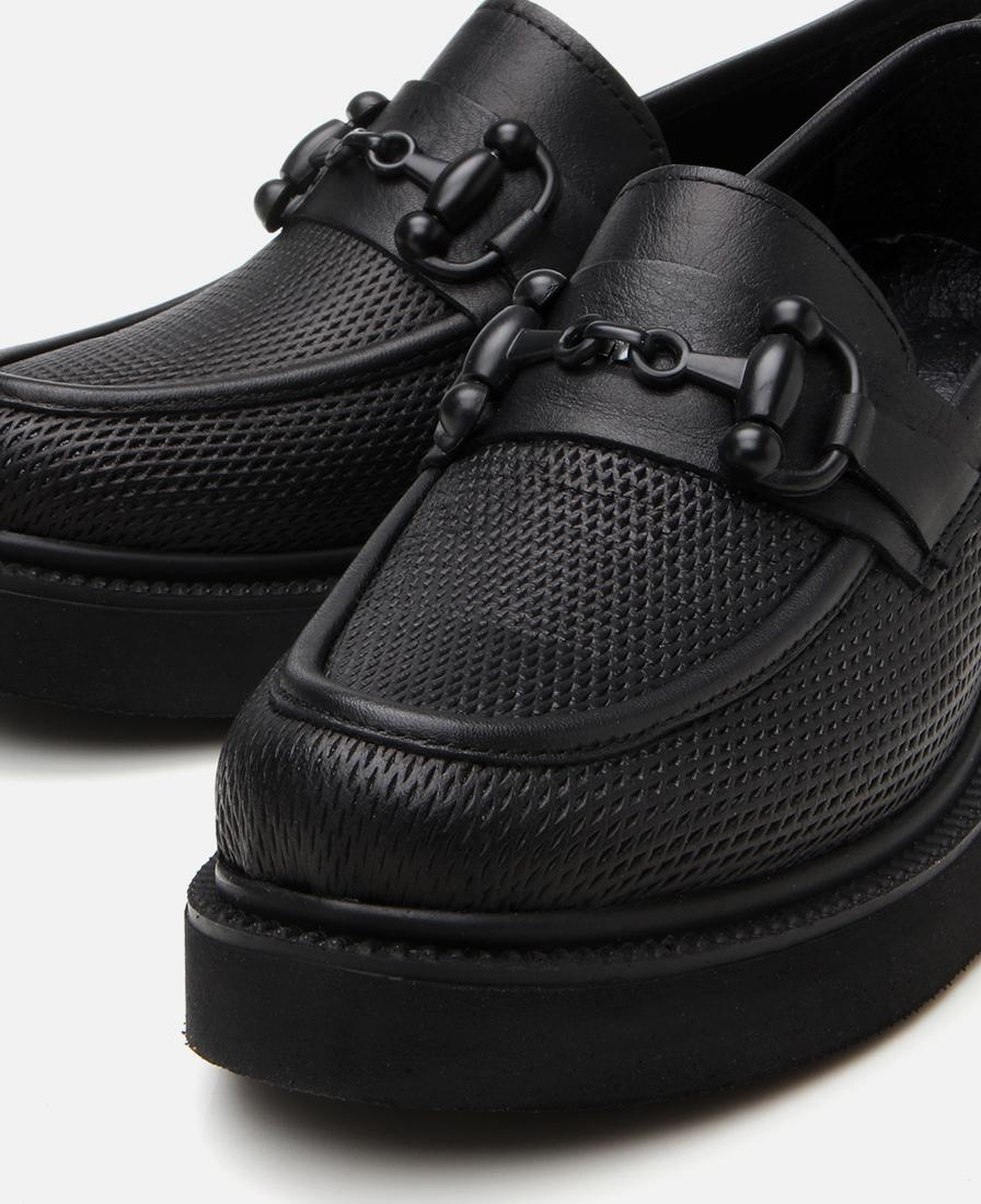 Kadın Deri Siyah Tokalı Klasik Loafer