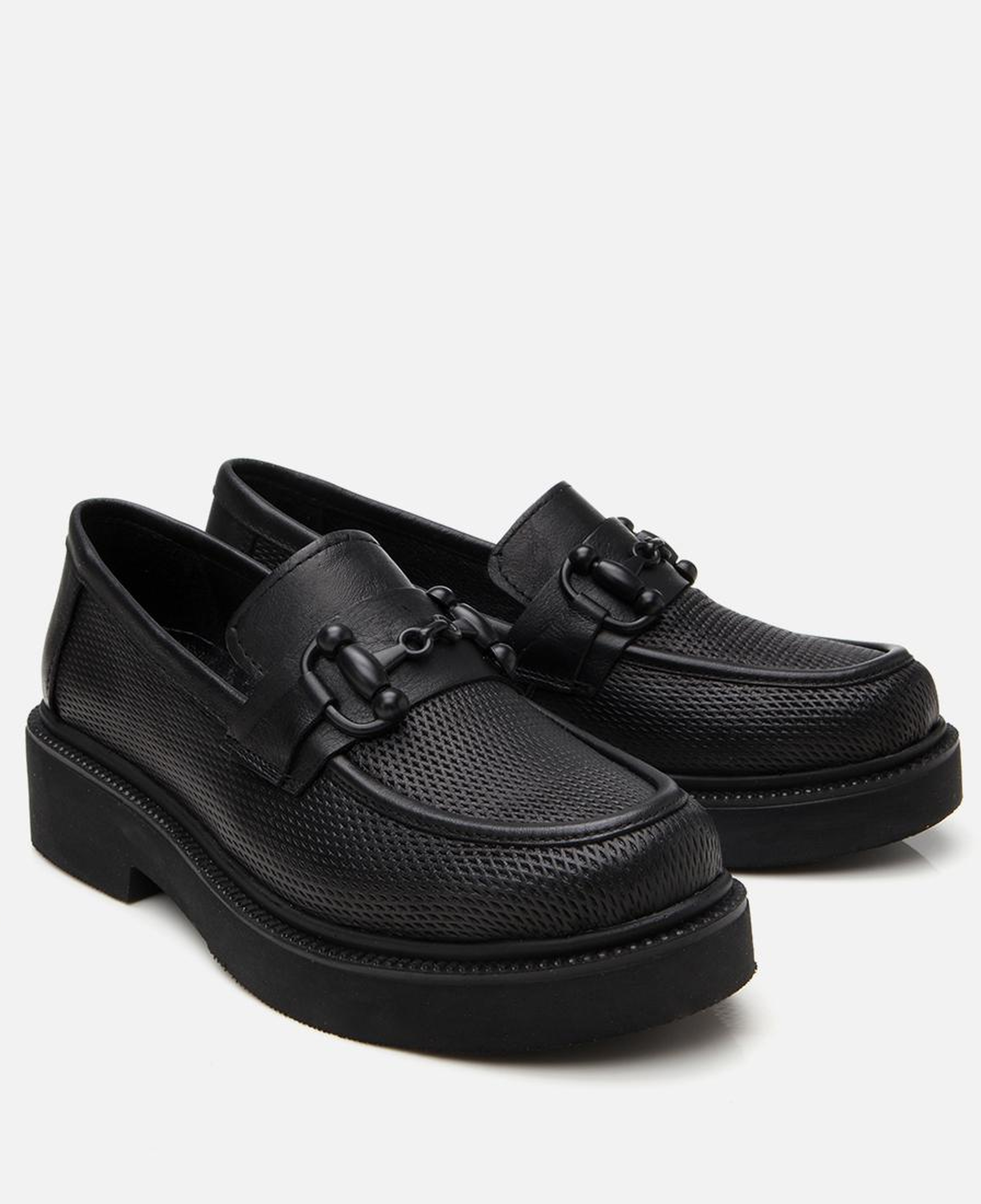 Kadın Deri Siyah Tokalı Klasik Loafer