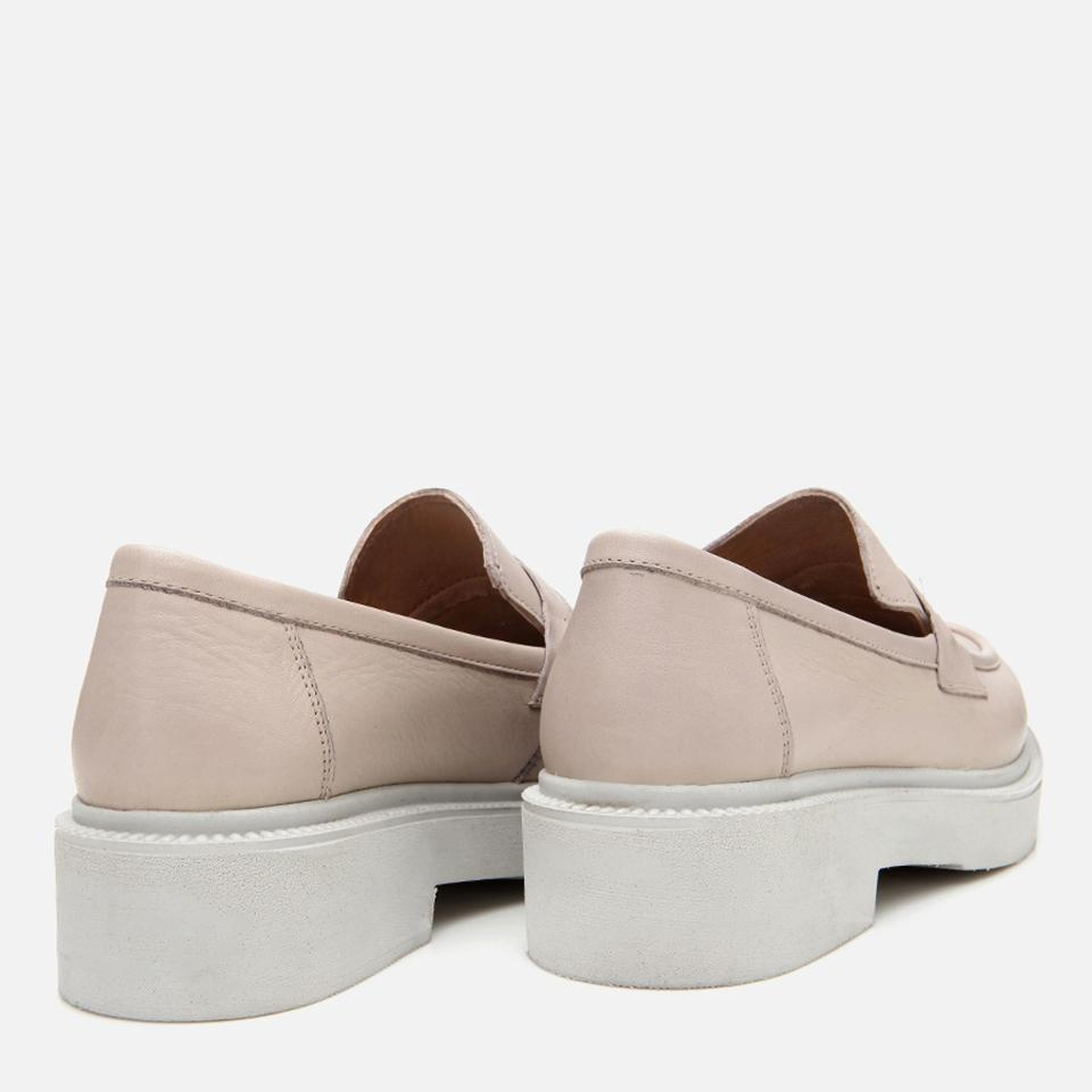 Kadın Deri Bej Kalın Tabanlı Klasik Loafer