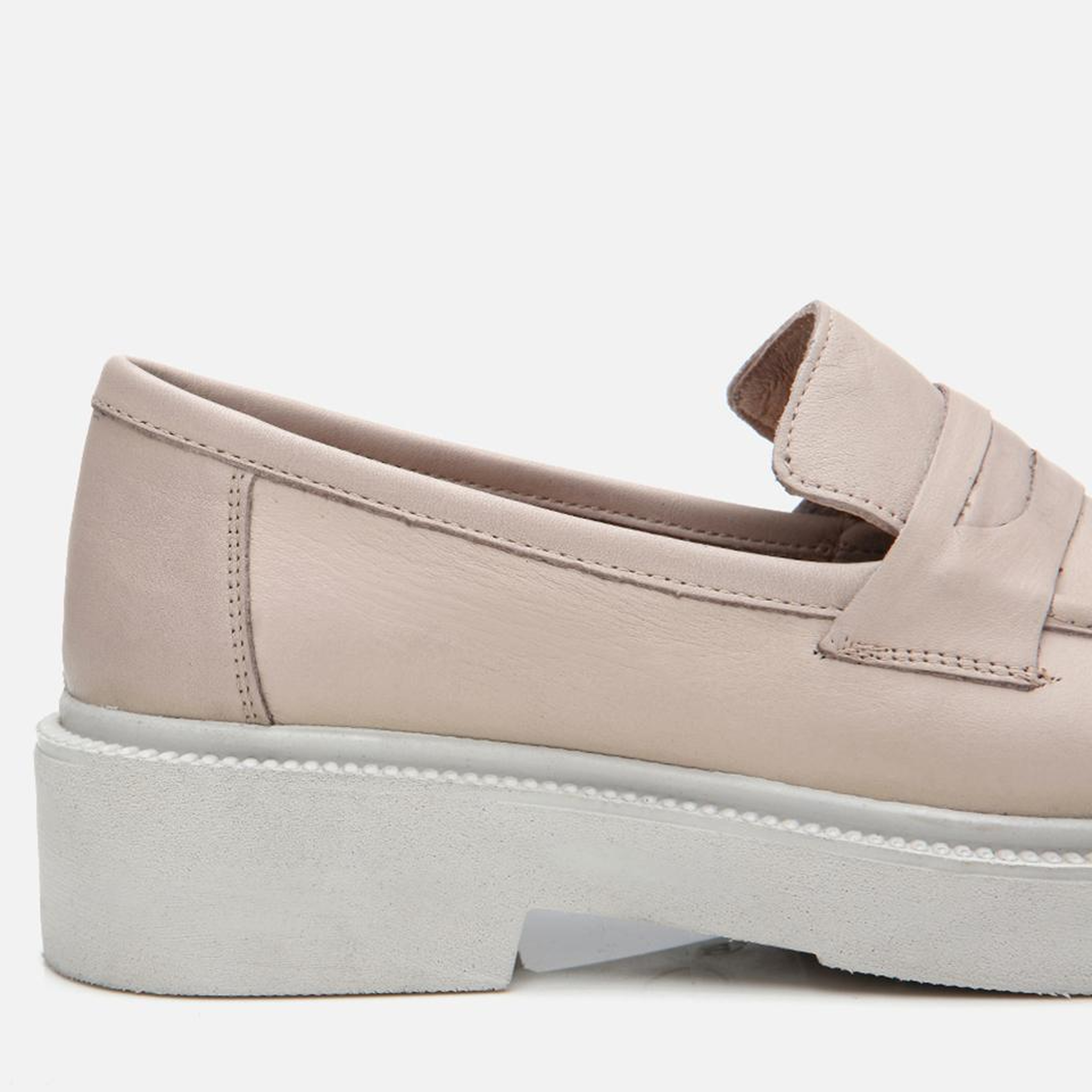 Kadın Deri Bej Kalın Tabanlı Klasik Loafer
